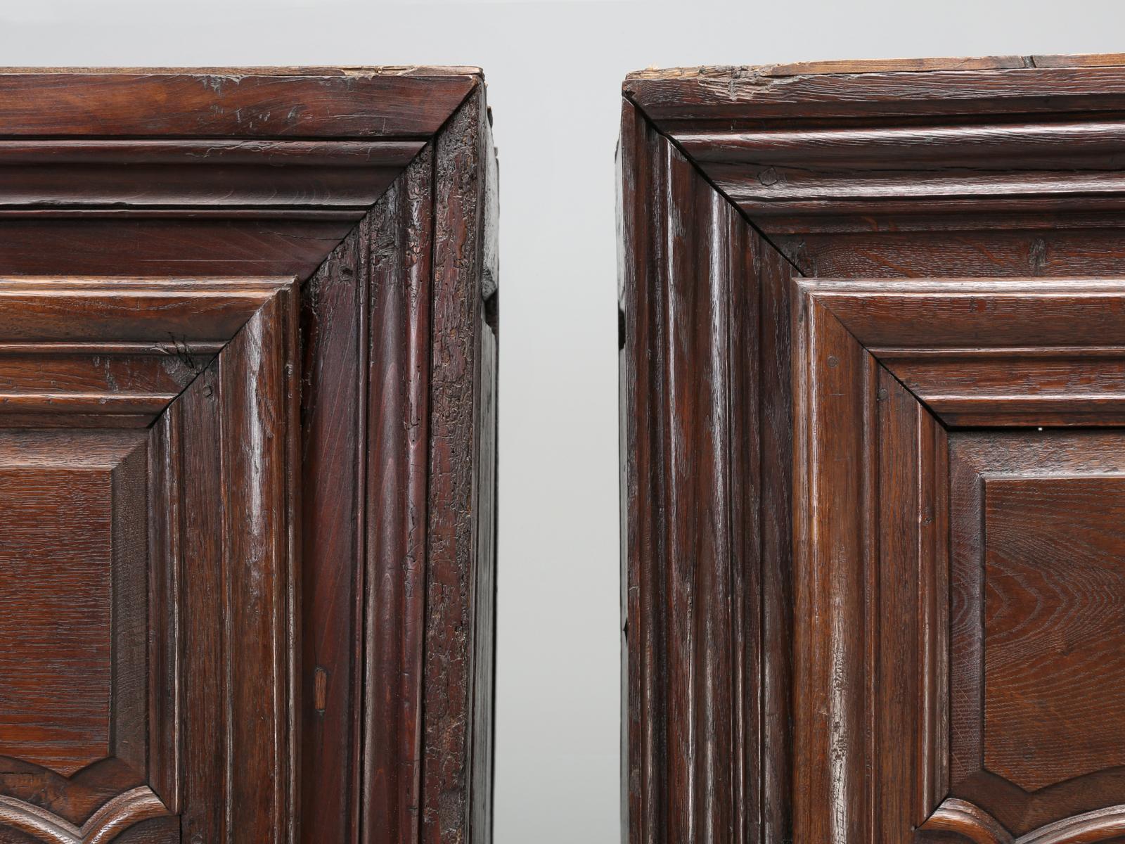 Louis XIII Antique Pair of French Oak Bonnetiere's, Amroires or Cupboards from the 1700s
