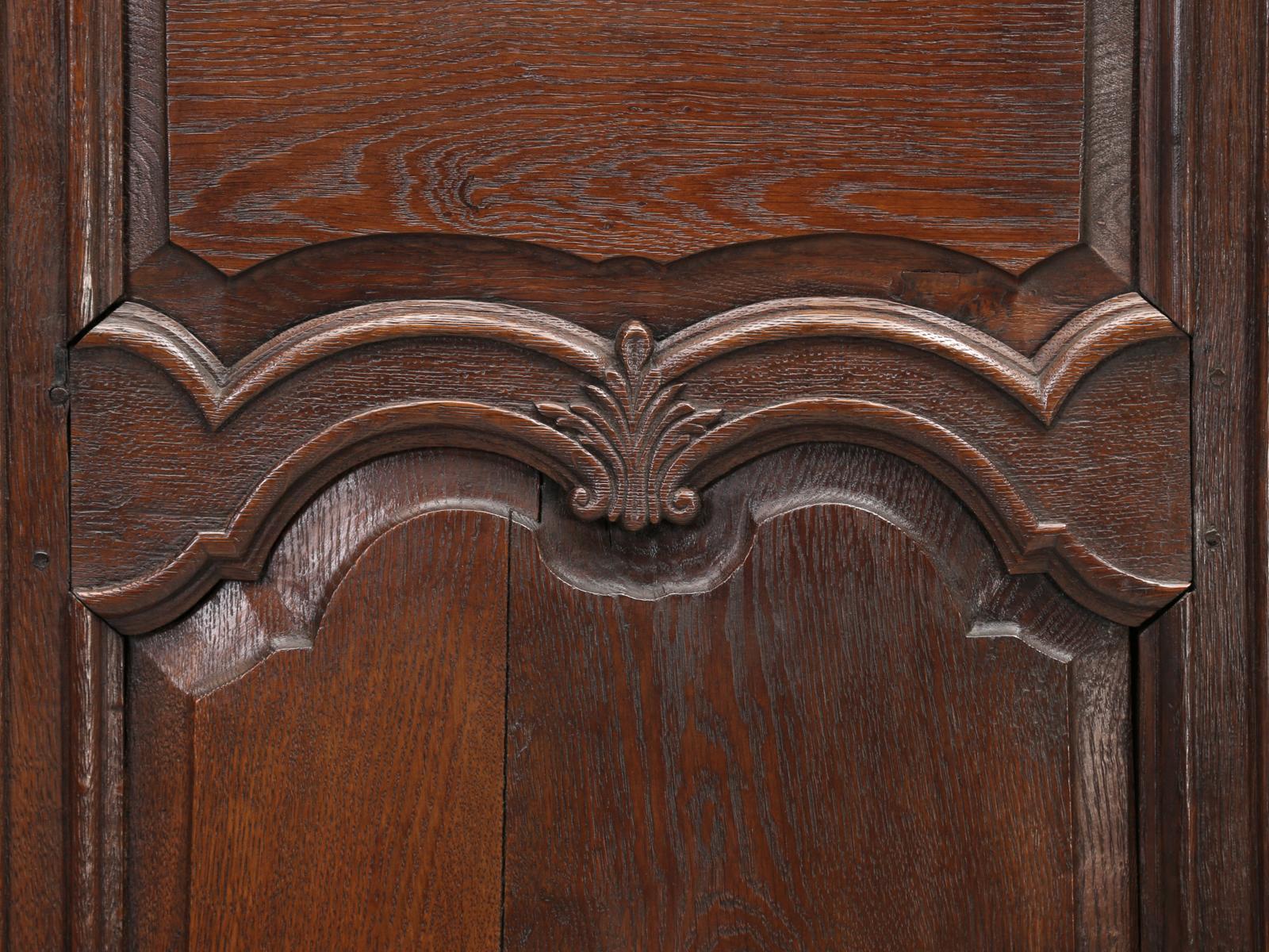 Mid-18th Century Antique Pair of French Oak Bonnetiere's, Amroires or Cupboards from the 1700s