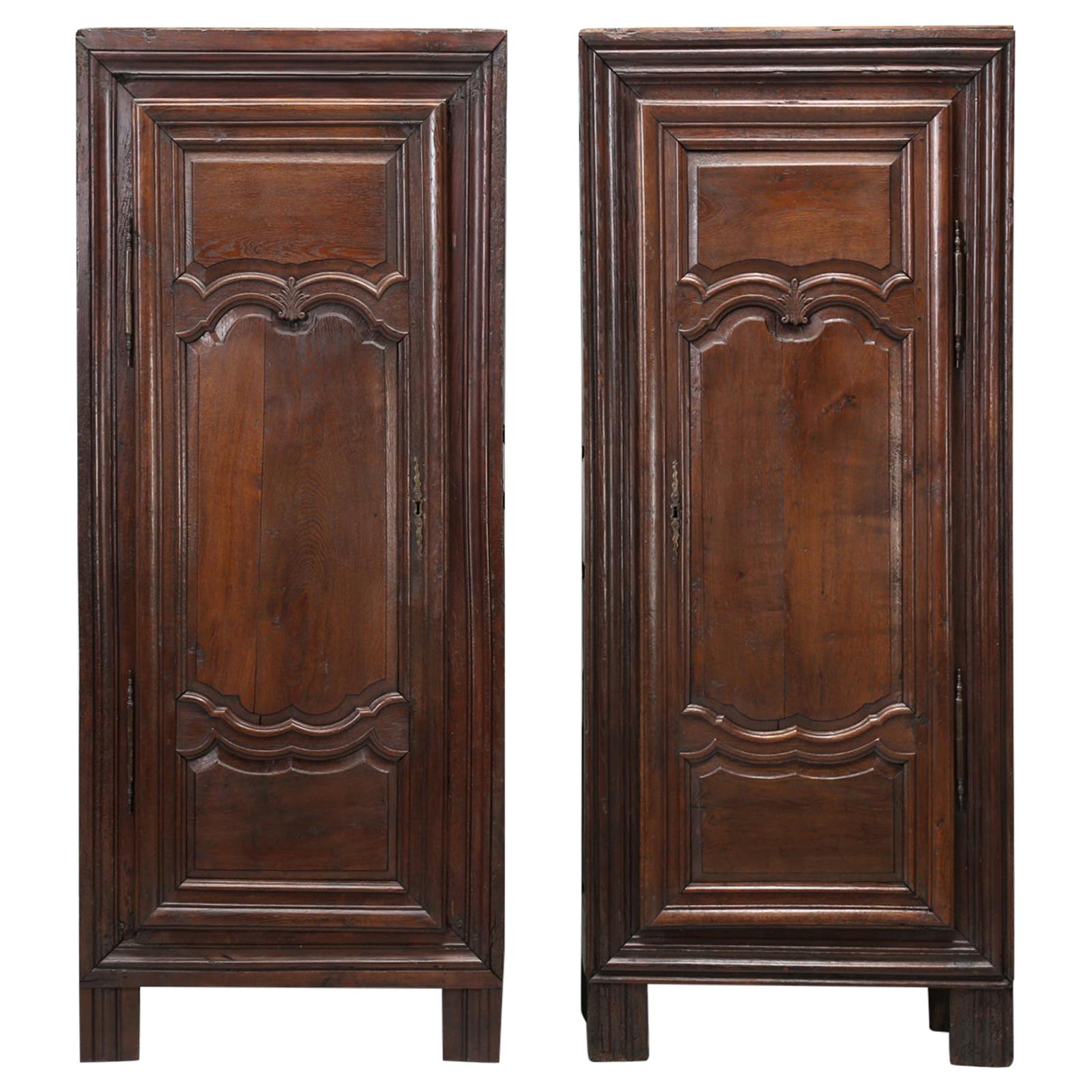 Antique Pair of French Oak Bonnetiere's, Amroires or Cupboards from the 1700s