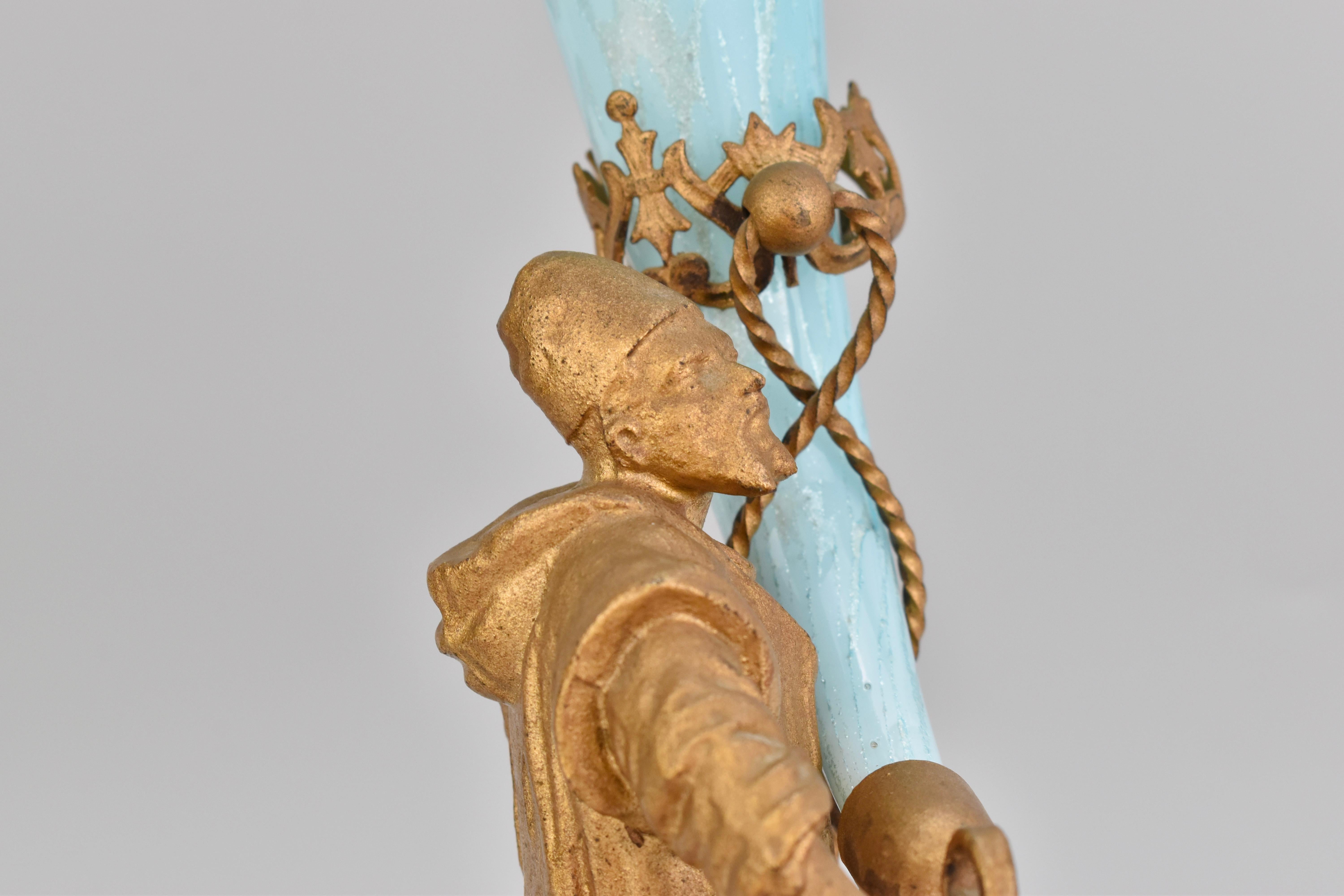 Bronzo Coppia di vasi Epergne in vetro opalino francese con bronzo, XIX secolo in vendita