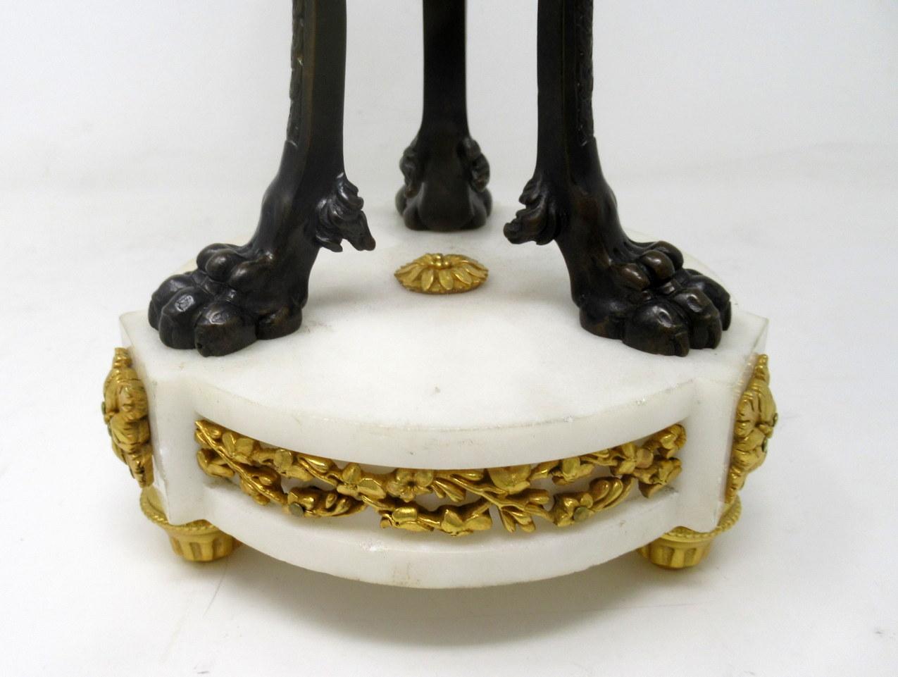 Antique Pair of French Ormolu Gilt Bronze White Cream Marble Urns Table Lamps 10