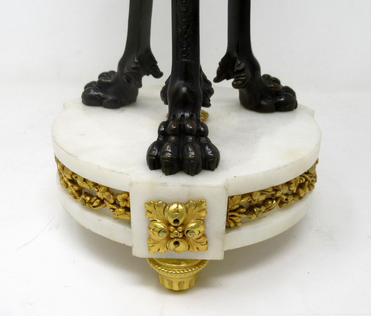 Antique Pair of French Ormolu Gilt Bronze White Cream Marble Urns Table Lamps 11