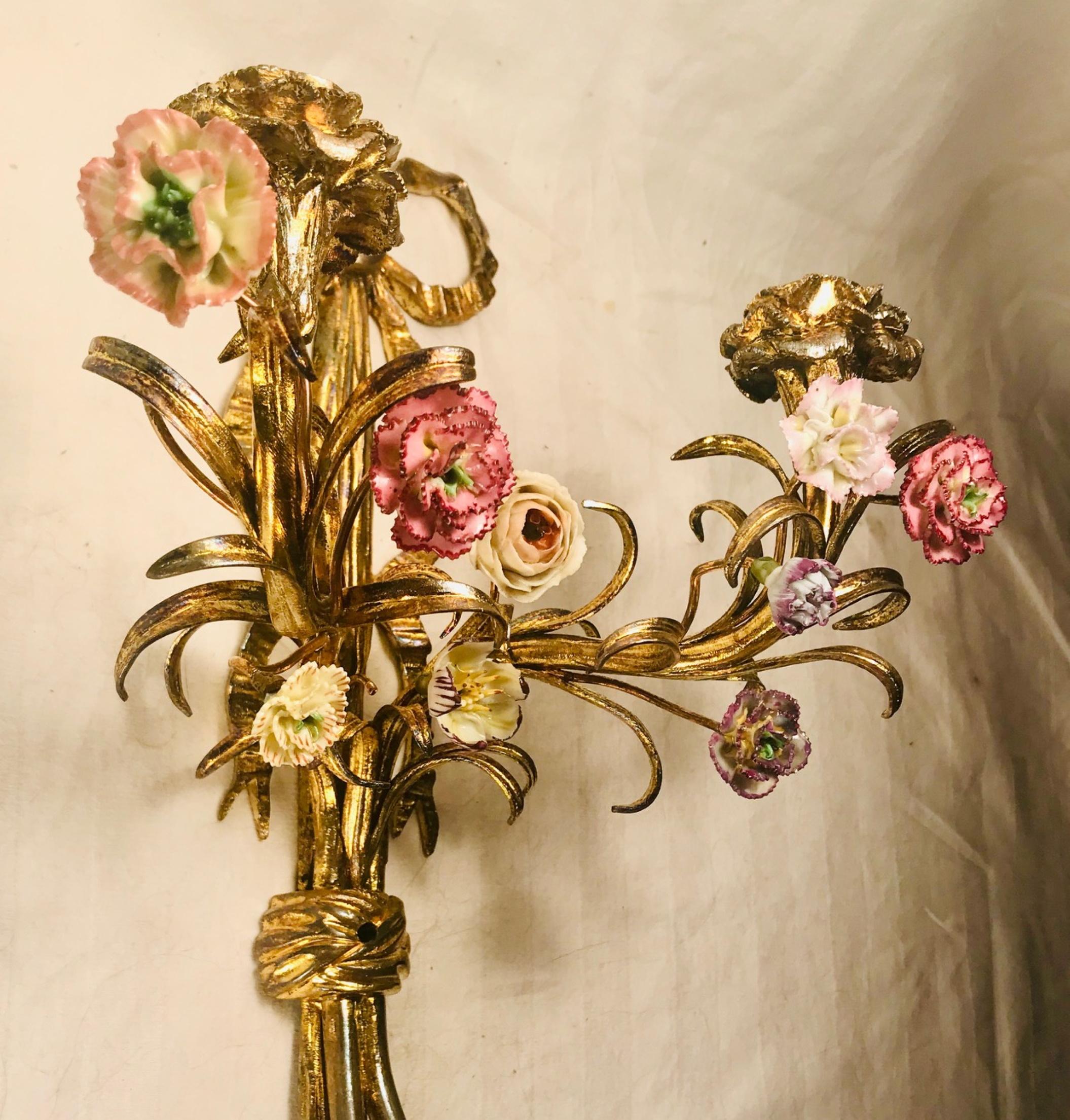 Antique Pair of French Ormolu Twin Light Wall Sconces after Pierre Gouthiere In Good Condition In Vero Beach, FL