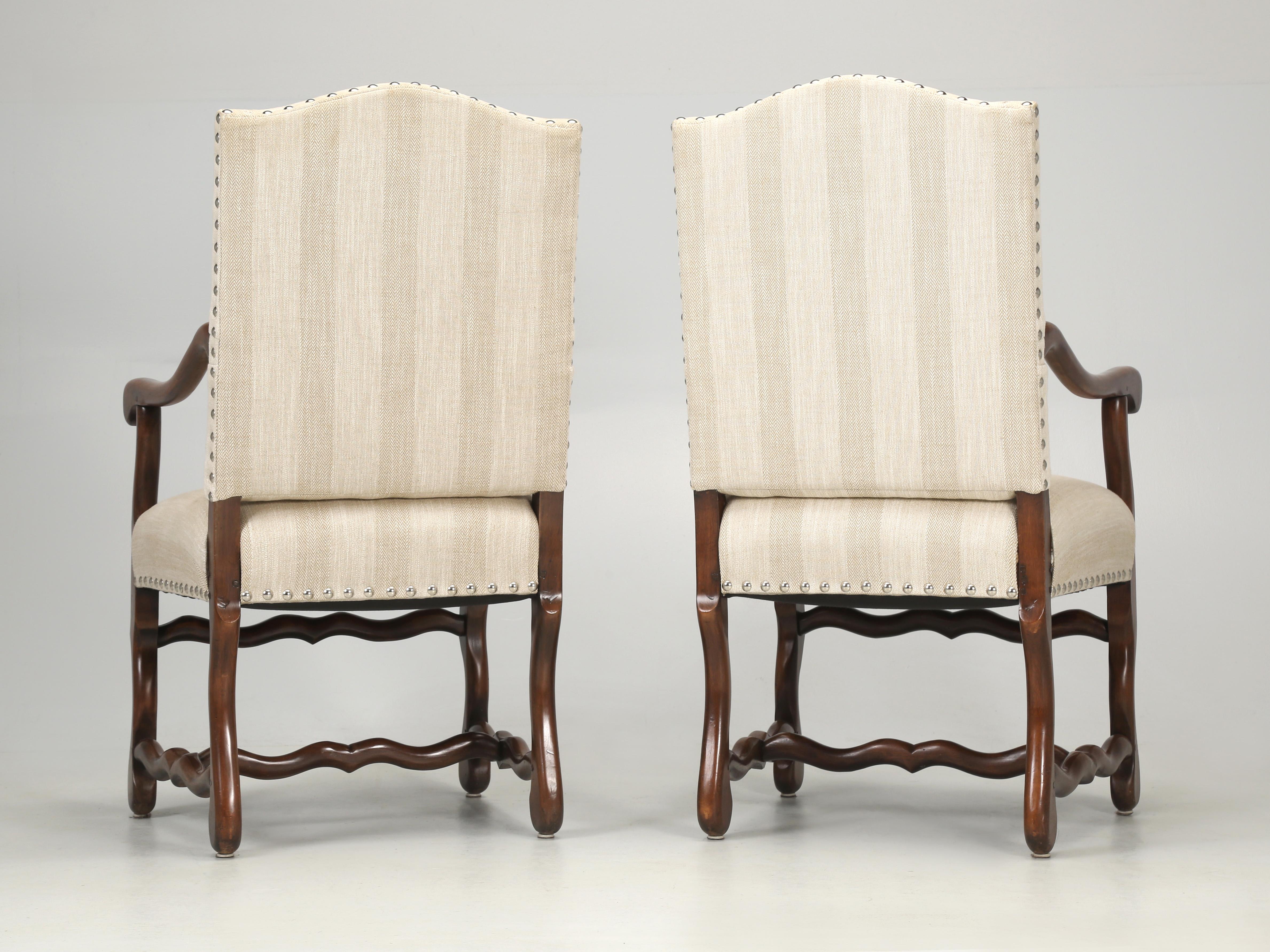 Antique Pair of French Os De Mouton Arm Chairs Restored Wood Peg Construction  7