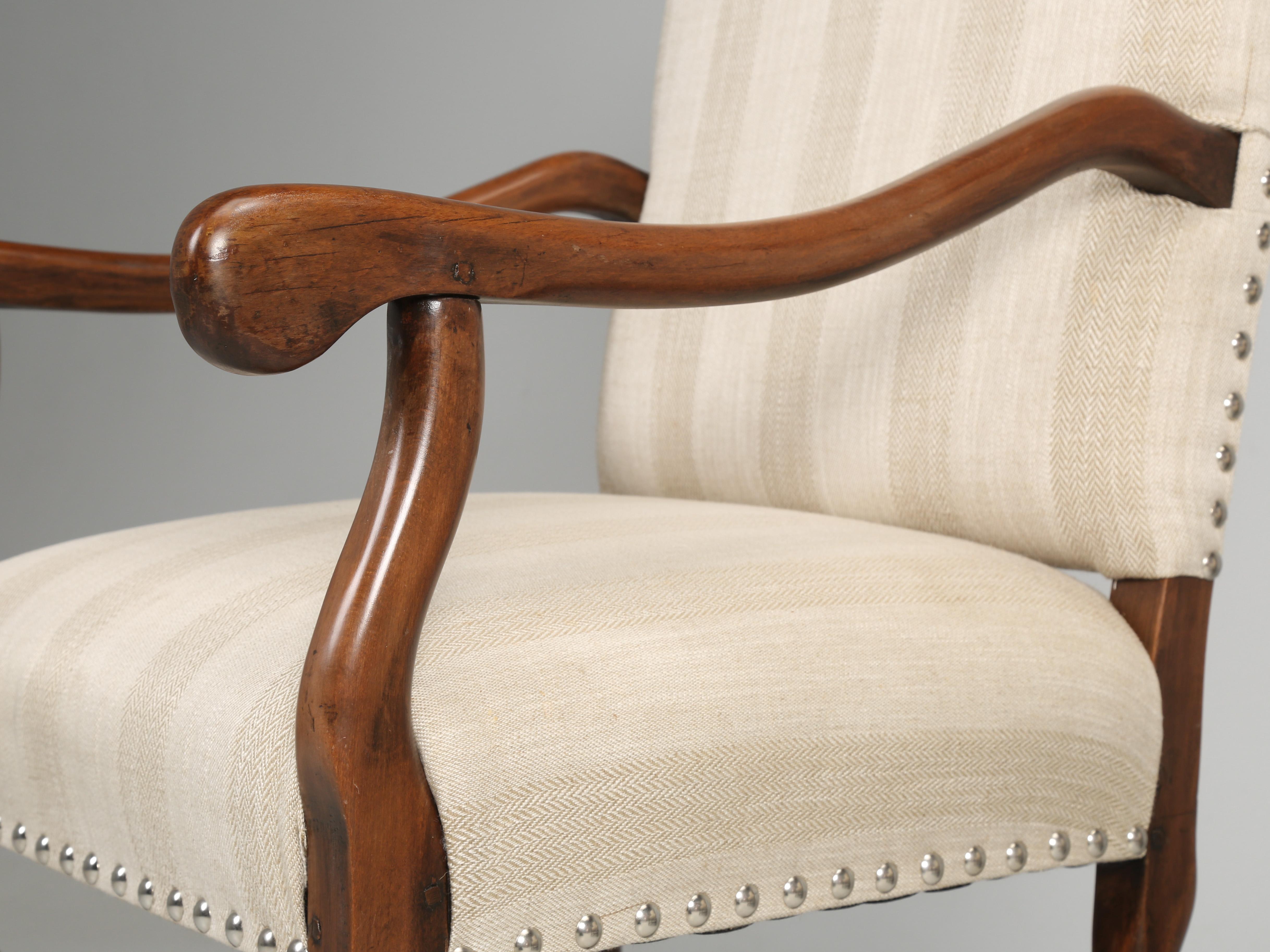 Hand-Crafted Antique Pair of French Os De Mouton Arm Chairs Restored Wood Peg Construction 