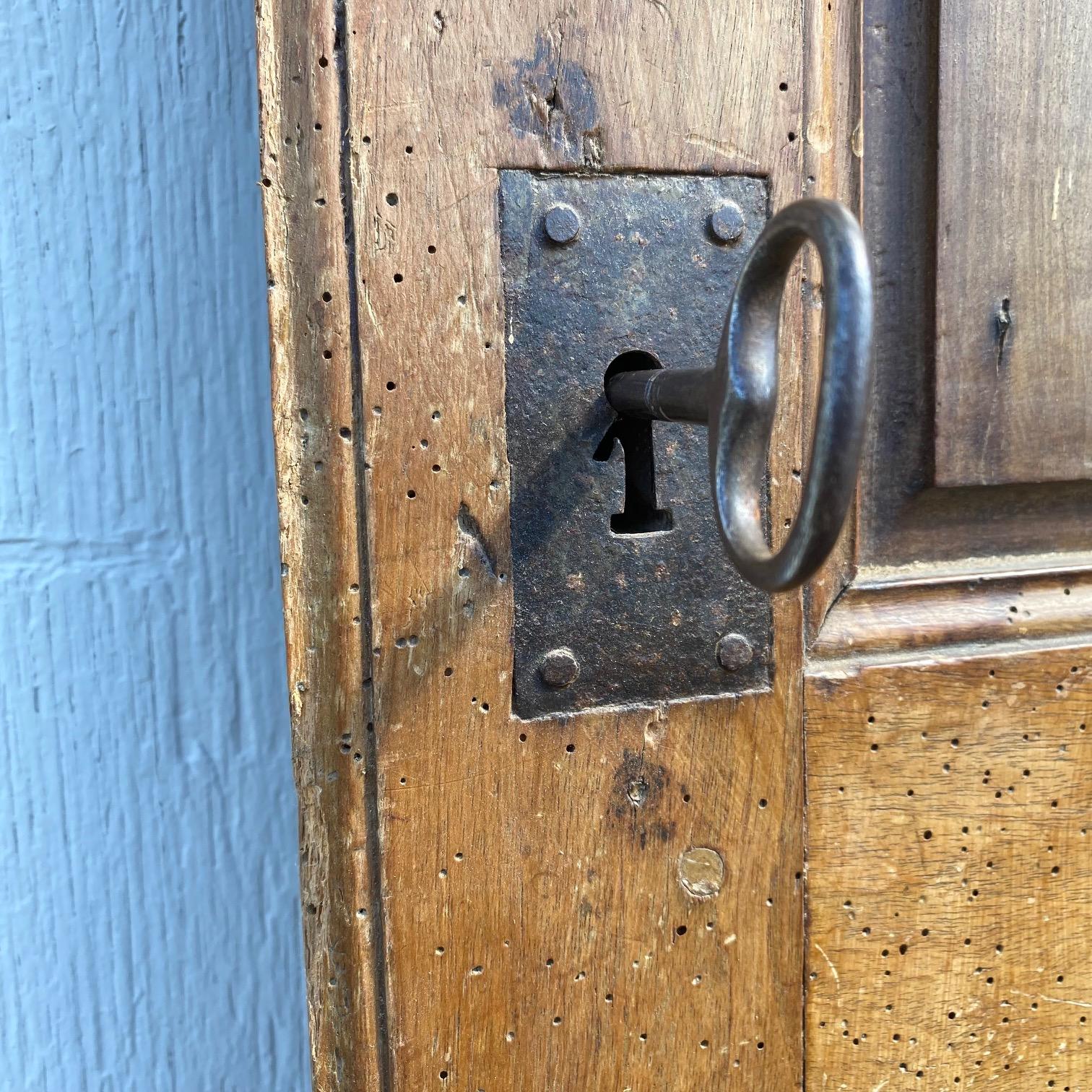 Stile provenzale Coppia di porte in legno di noce con pannelli della provincia francese con chiave originale in vendita