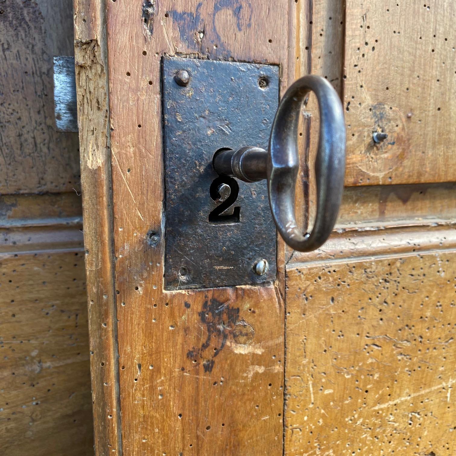 Francese Coppia di porte in legno di noce con pannelli della provincia francese con chiave originale in vendita