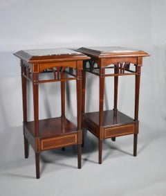 Antique Pair of French Sellettes Pedestal Tables in Mahogany