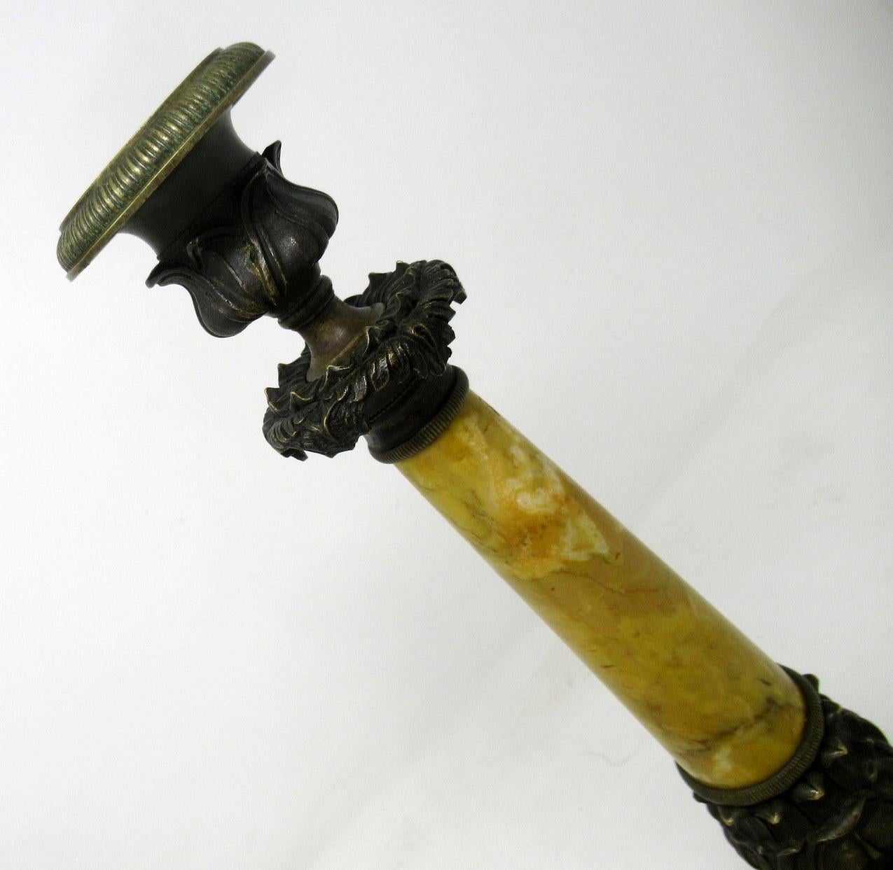 Antique Pair of French Sienna Marble Grand Tour Bronze Candelabra Candlesticks 2