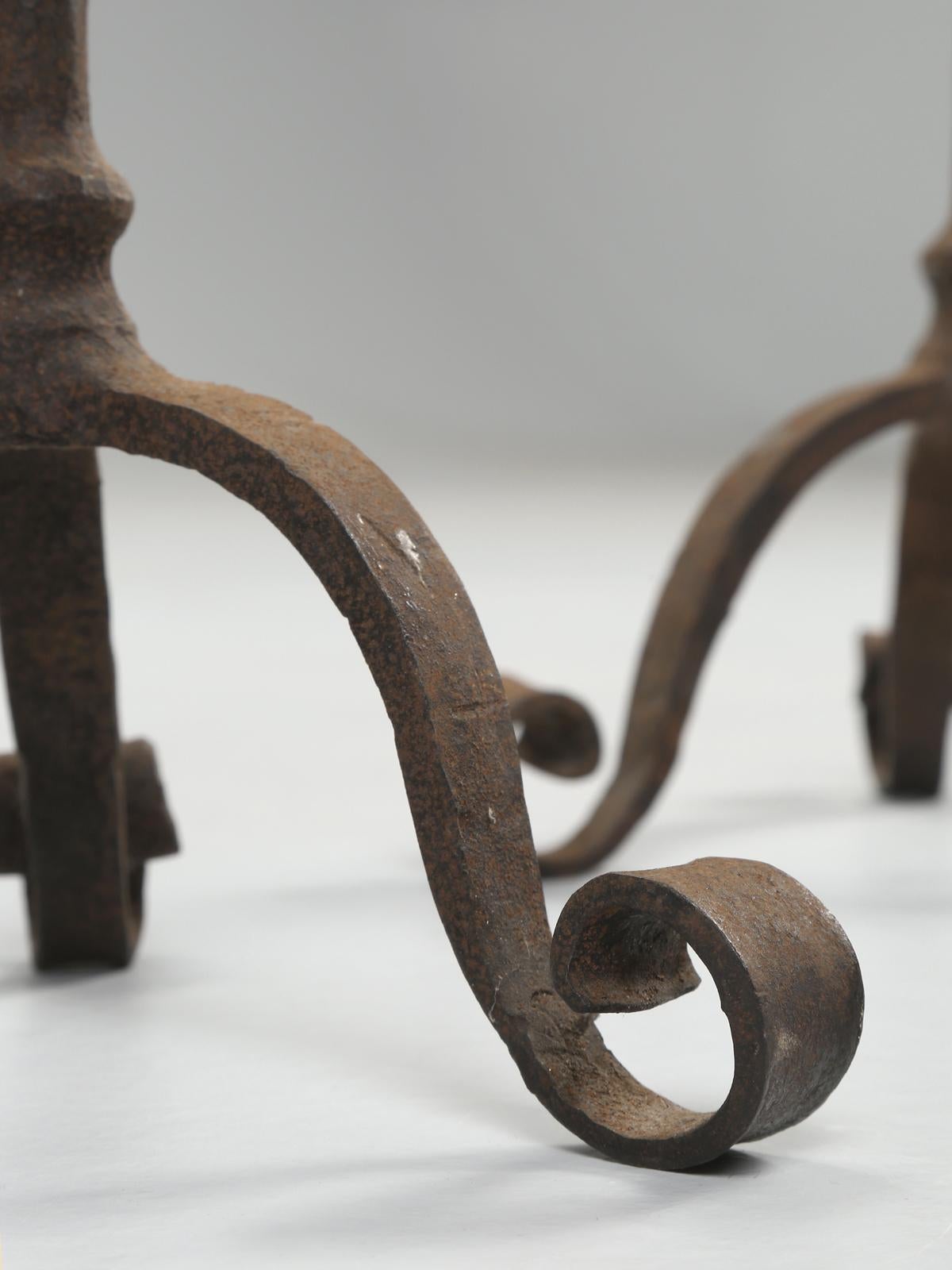 Antique Pair of French Wrought Iron Candlesticks from a Chateau Near Cannes For Sale 7