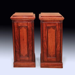 Antique pair of George III period mahogany pedestal cupboards