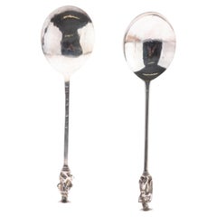 Antique Pair of George III Silver Apostle Hallmarked Spoons 18th Century