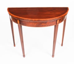 Antique Pair of George IV Flame Mahogany Console / Card Tables, 19th Century