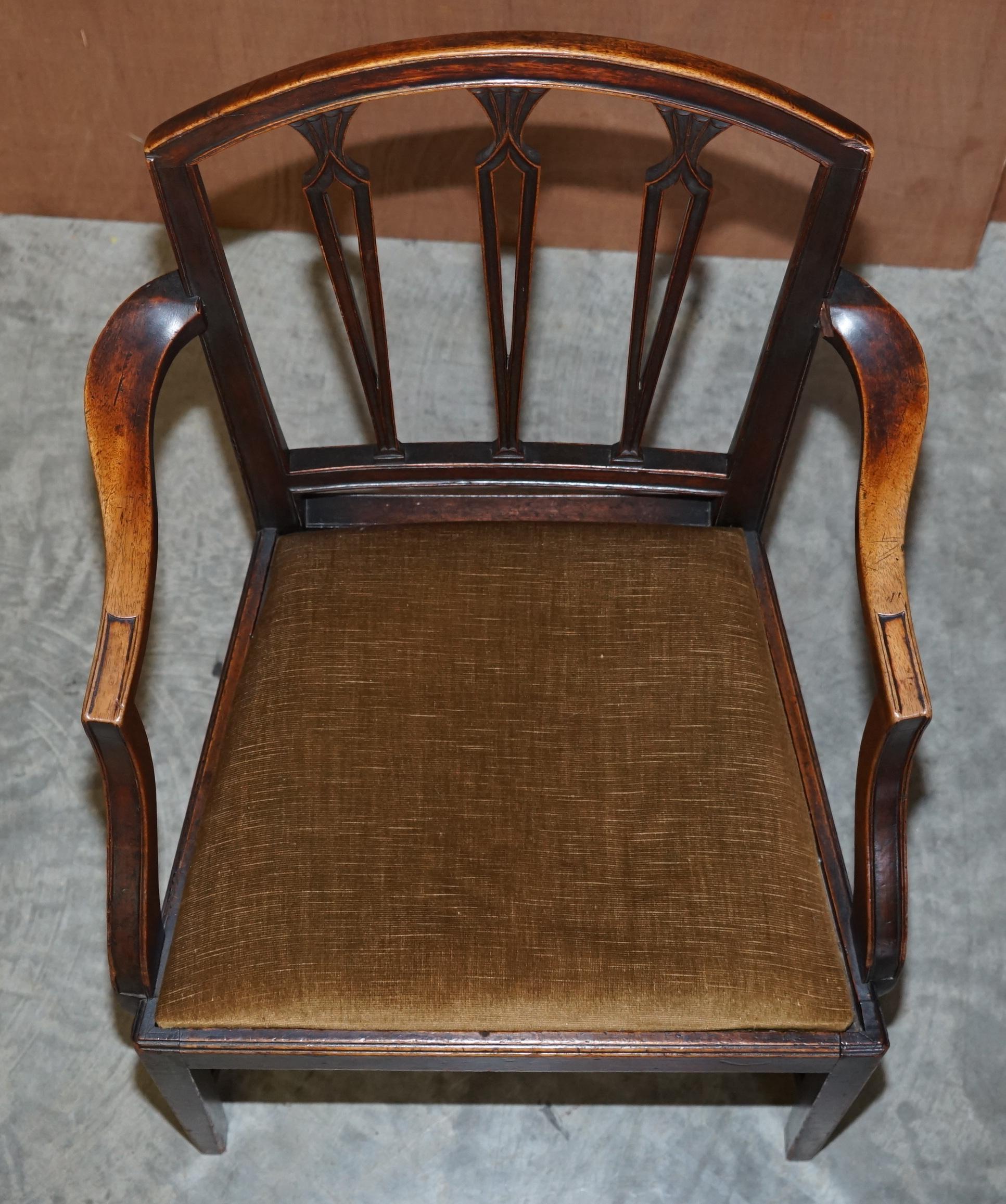 Hardwood Antique Pair of Georgian Carved Armchairs circa 1780 Lovely Carvings Throughout For Sale