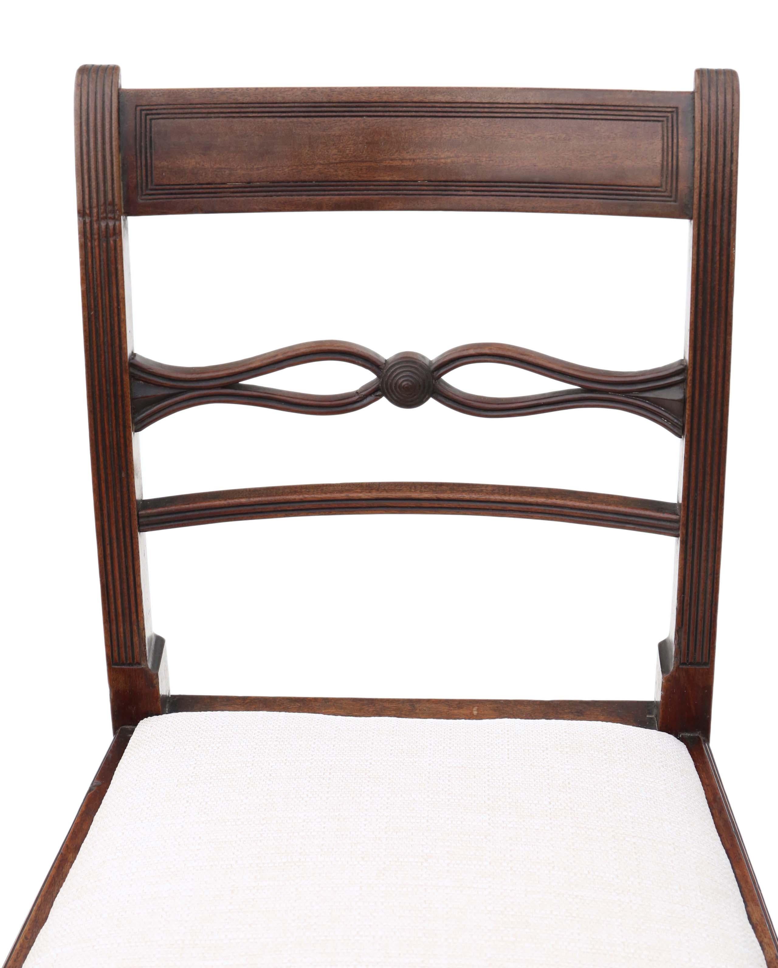 Antique Pair of Georgian Mahogany Dining Side Hall Bedroom Chairs, circa 1800 1