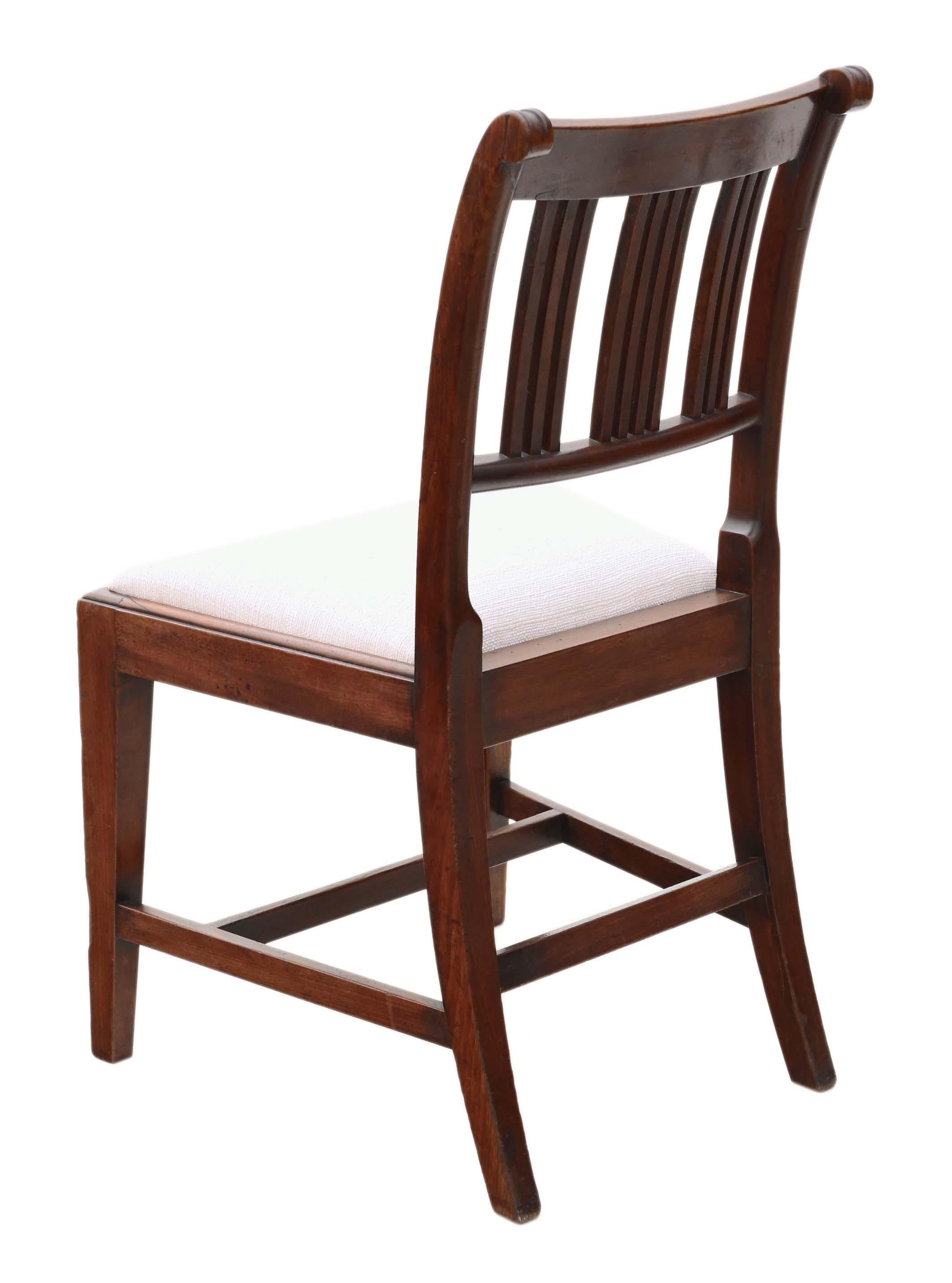 Wood Antique Pair of Georgian Mahogany Dining Side Hall Bedroom Chairs