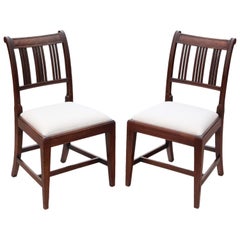 Antique Pair of Georgian Mahogany Dining Side Hall Bedroom Chairs