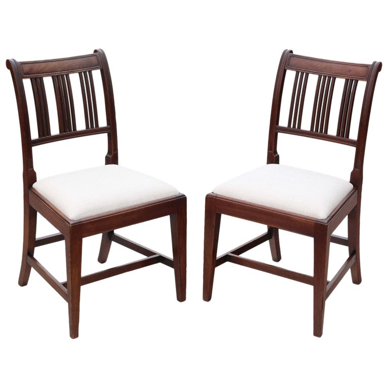 Antique Pair of Mahogany Dining Side Hall Bedroom Chairs For Sale at 1stDibs
