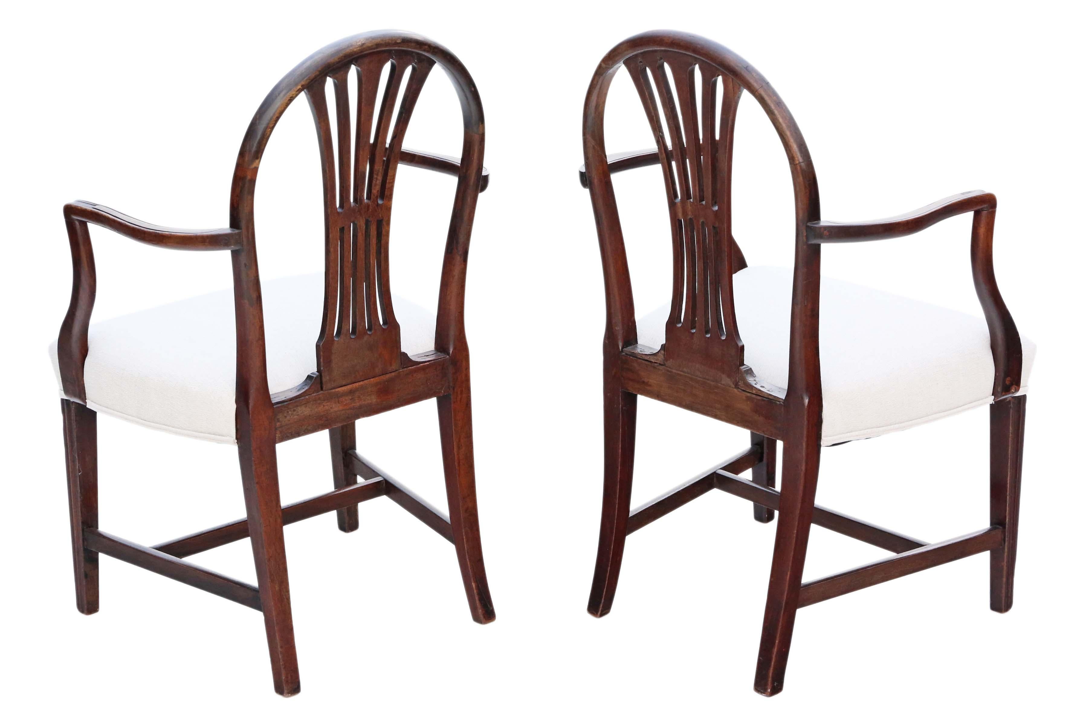 Late 18th Century Antique Pair of Georgian Mahogany Elbow Carver Side Desk Chairs For Sale