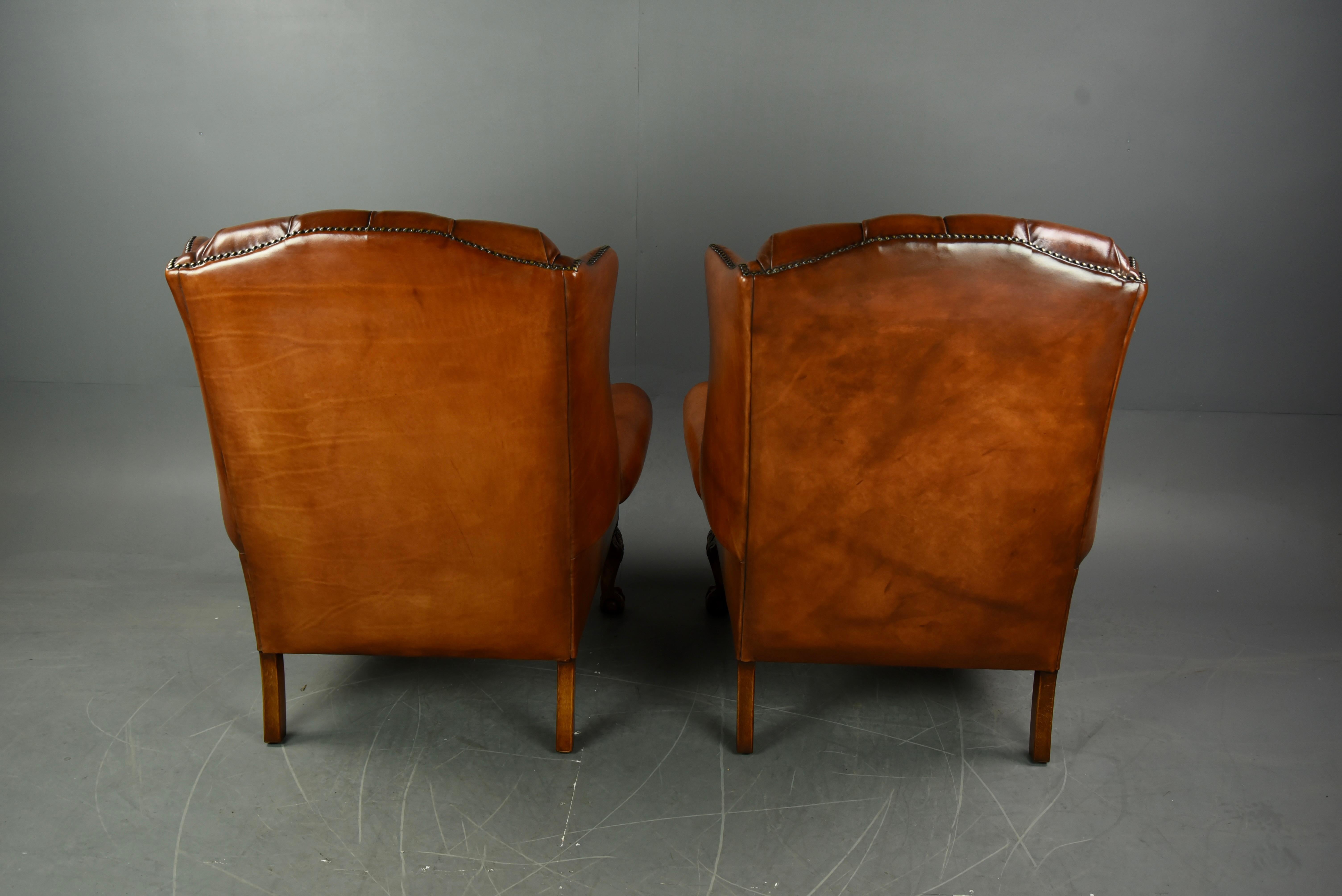 Early 20th Century Antique Pair of Georgian Style Wing Back Chairs
