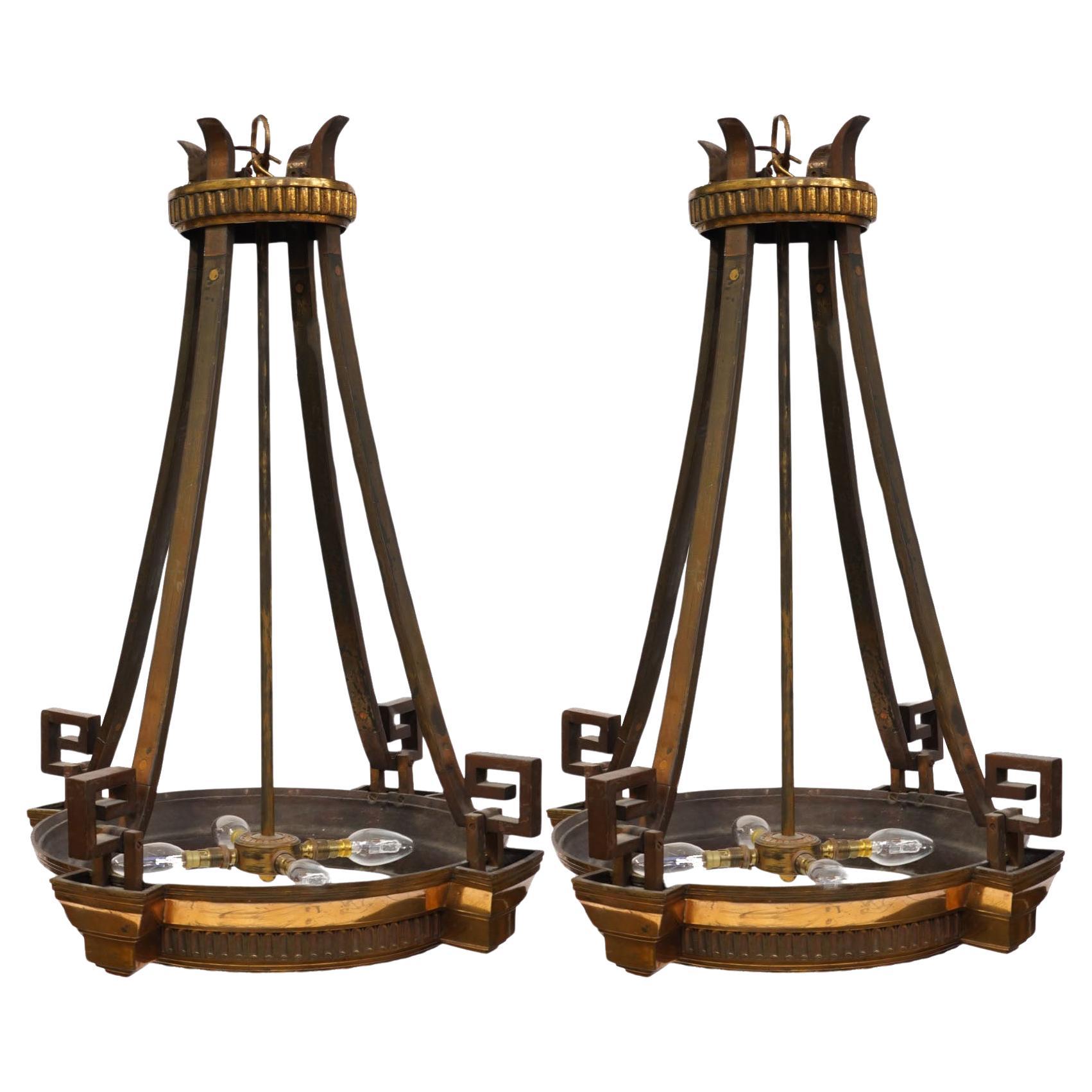 Antique Pair of Gilt-bronze Chandeliers