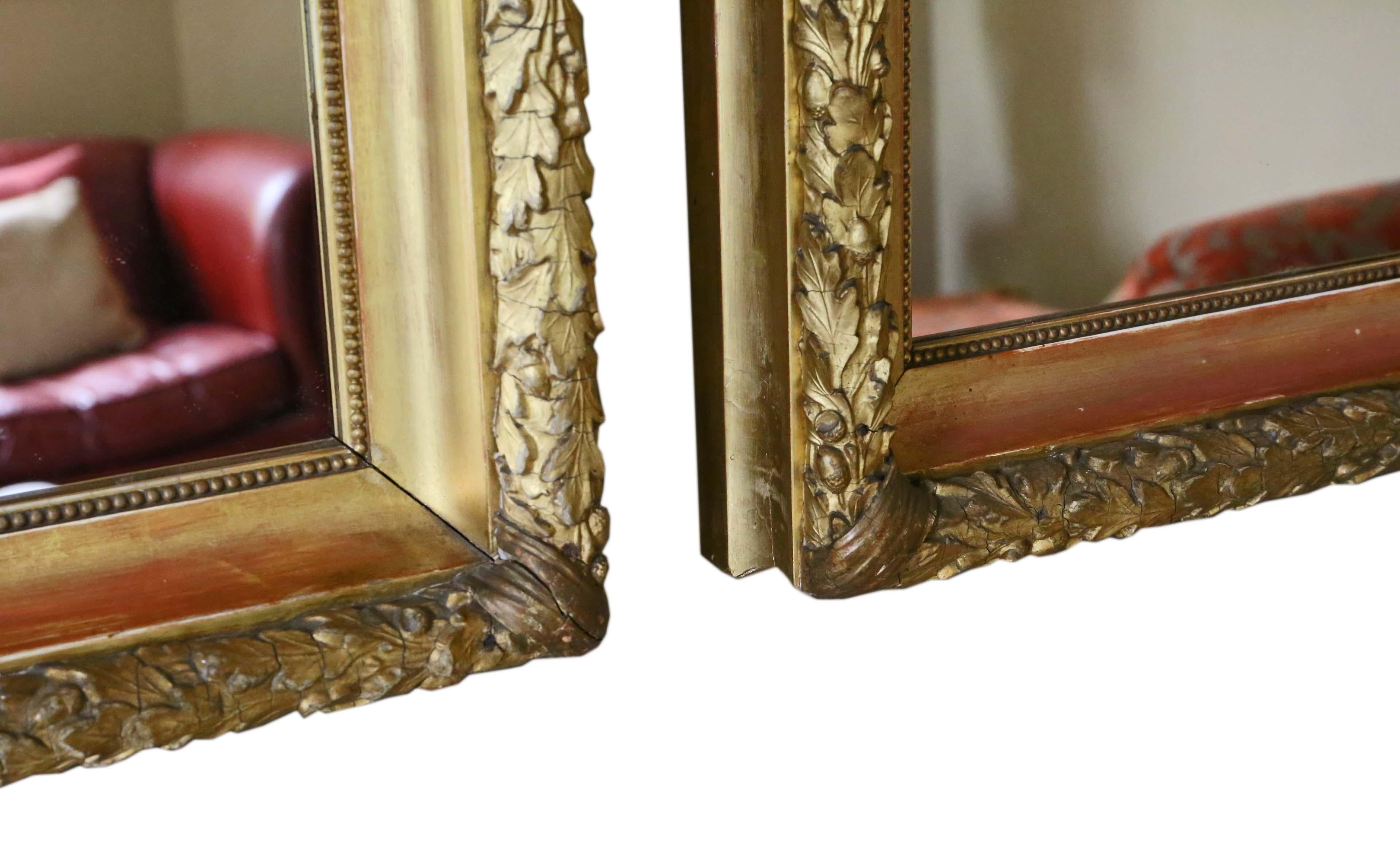 Antique Pair of Gilt Overmantle Wall Mirrors In Good Condition In Wisbech, Cambridgeshire