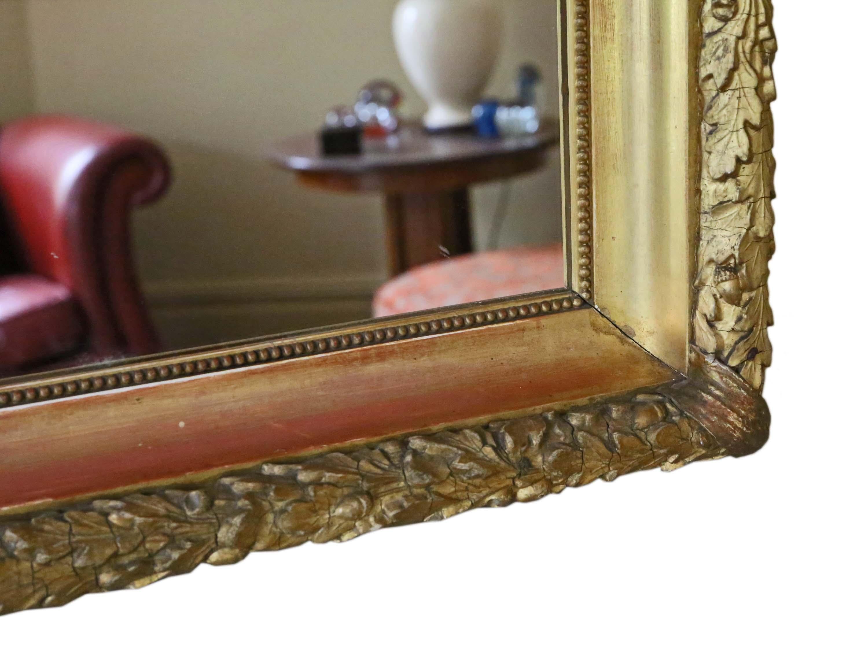 Early 20th Century Antique Pair of Gilt Overmantle Wall Mirrors