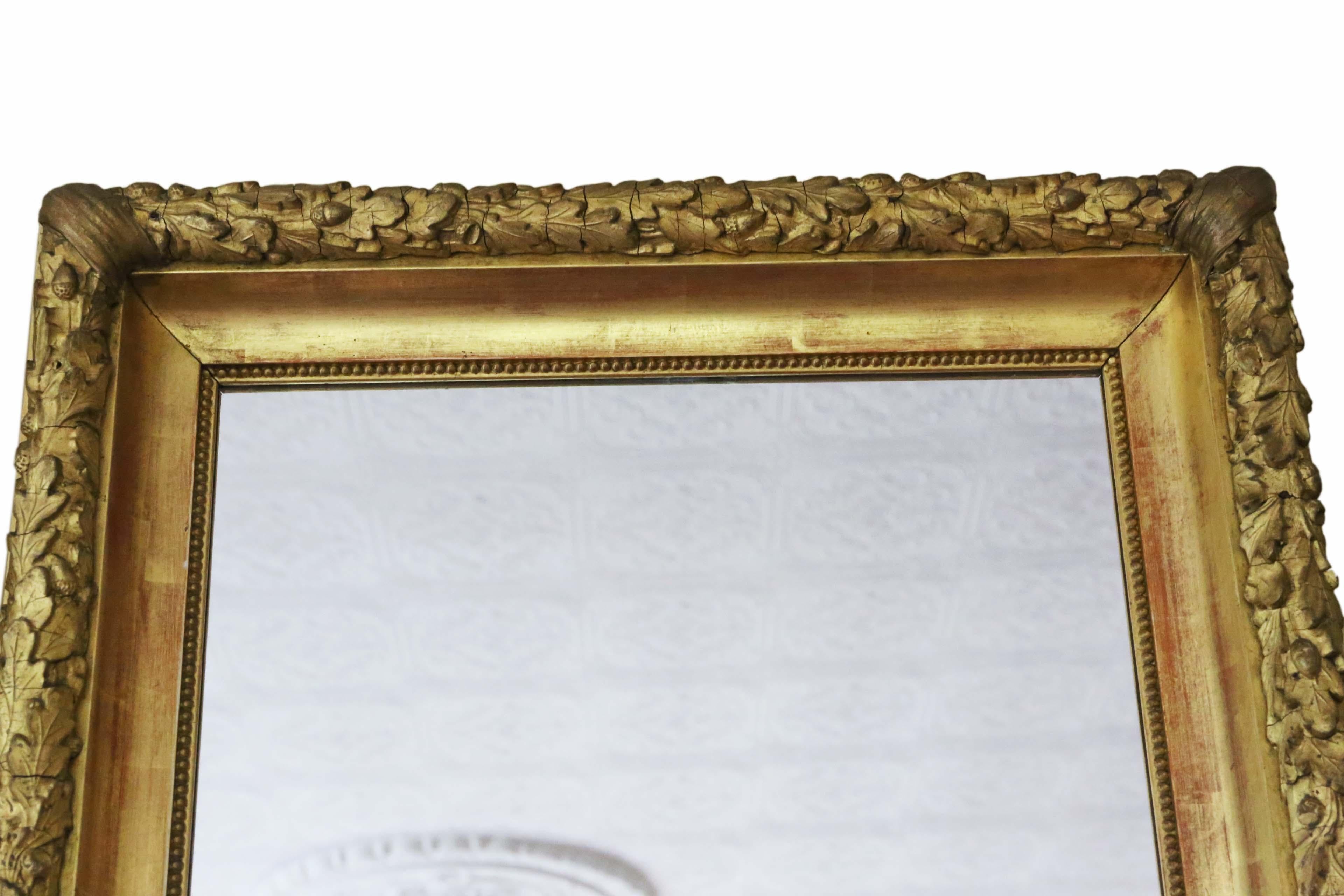 Giltwood Antique Pair of Gilt Overmantle Wall Mirrors