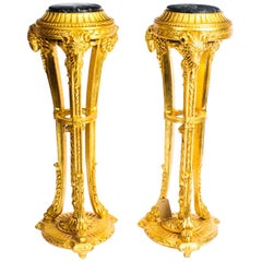 Antique Pair of Giltwood Pedestals Torcheres Early 20th Century