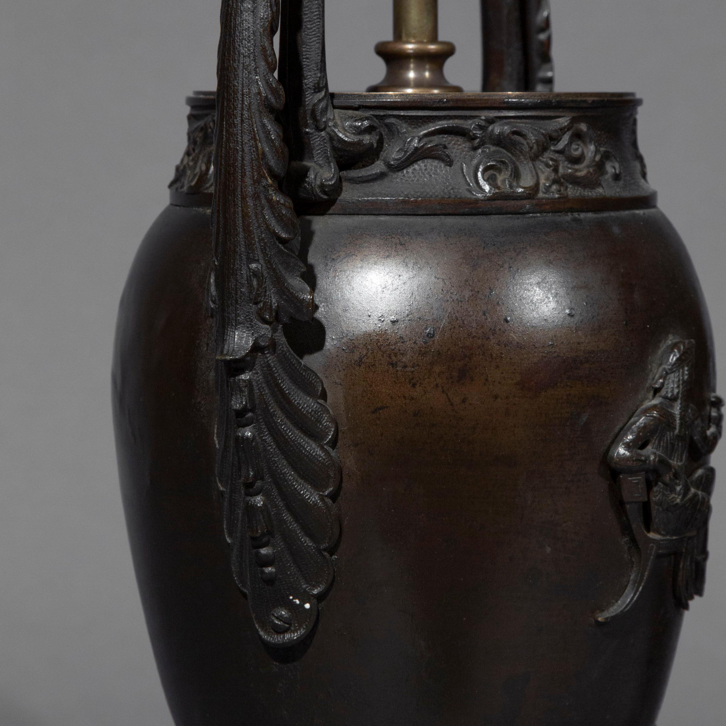 Antique Pair of Regency Grand Tour Bronze Urn Lamps 7