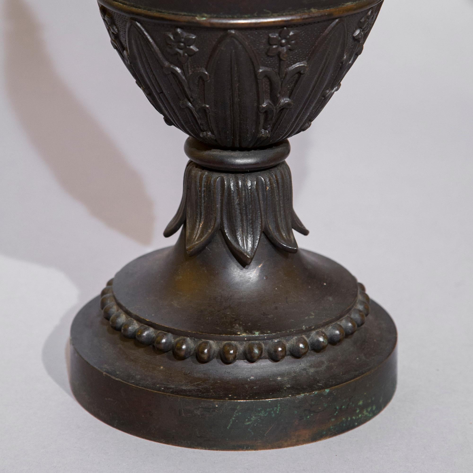 Antique Pair of Regency Grand Tour Bronze Urn Lamps 12