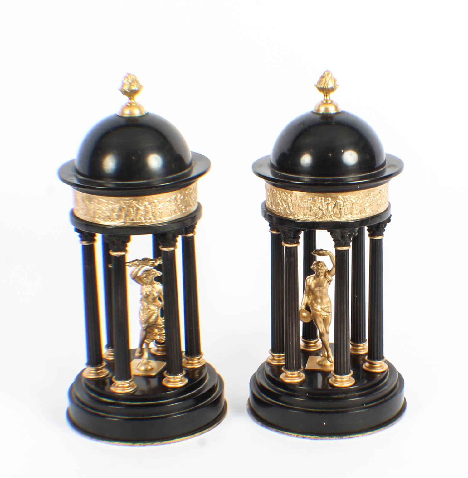 Antique Pair of Grand Tour Marble & Ormolu Colonnade Temple Models, 19th Century 11