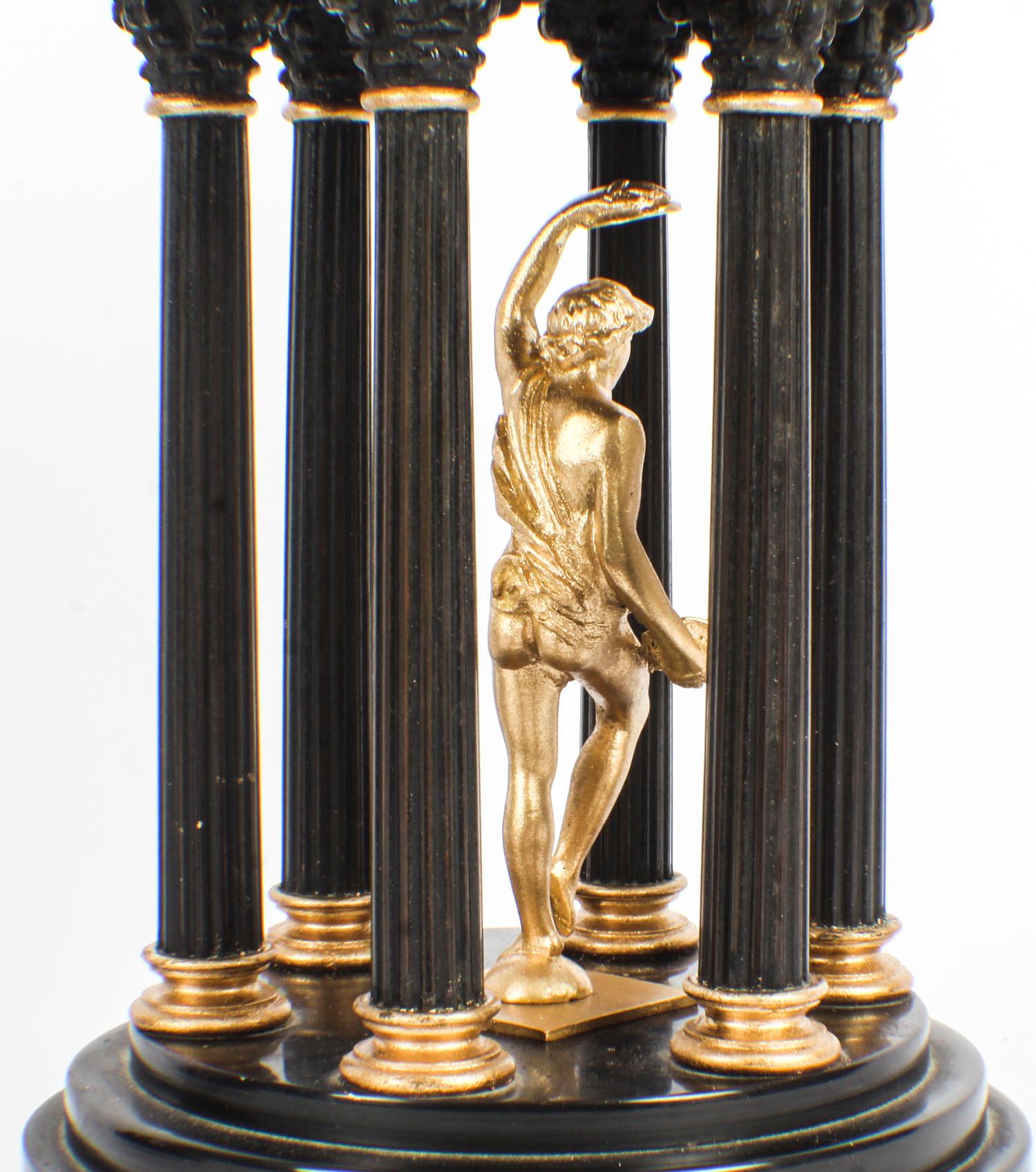 Italian Antique Pair of Grand Tour Marble & Ormolu Colonnade Temple Models, 19th Century