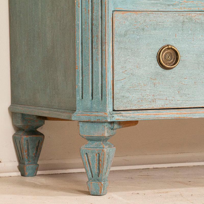 Antique Pair of Gustavian Chest of Drawers Nightstands Painted Blue with White A 5