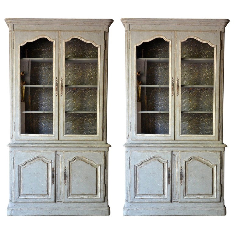 Antique Pair Of Gustavian Louis Xv Style Bookcases 19th Century