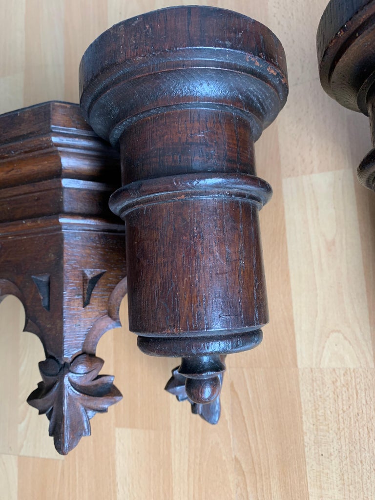 Antique Pair of Hand Carved Gothic Wall Brackets / Corbels for Saint ...