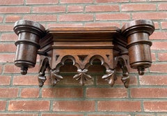 Antique Pair of Hand Carved Gothic Wall Brackets / Corbels for Saint Statues etc