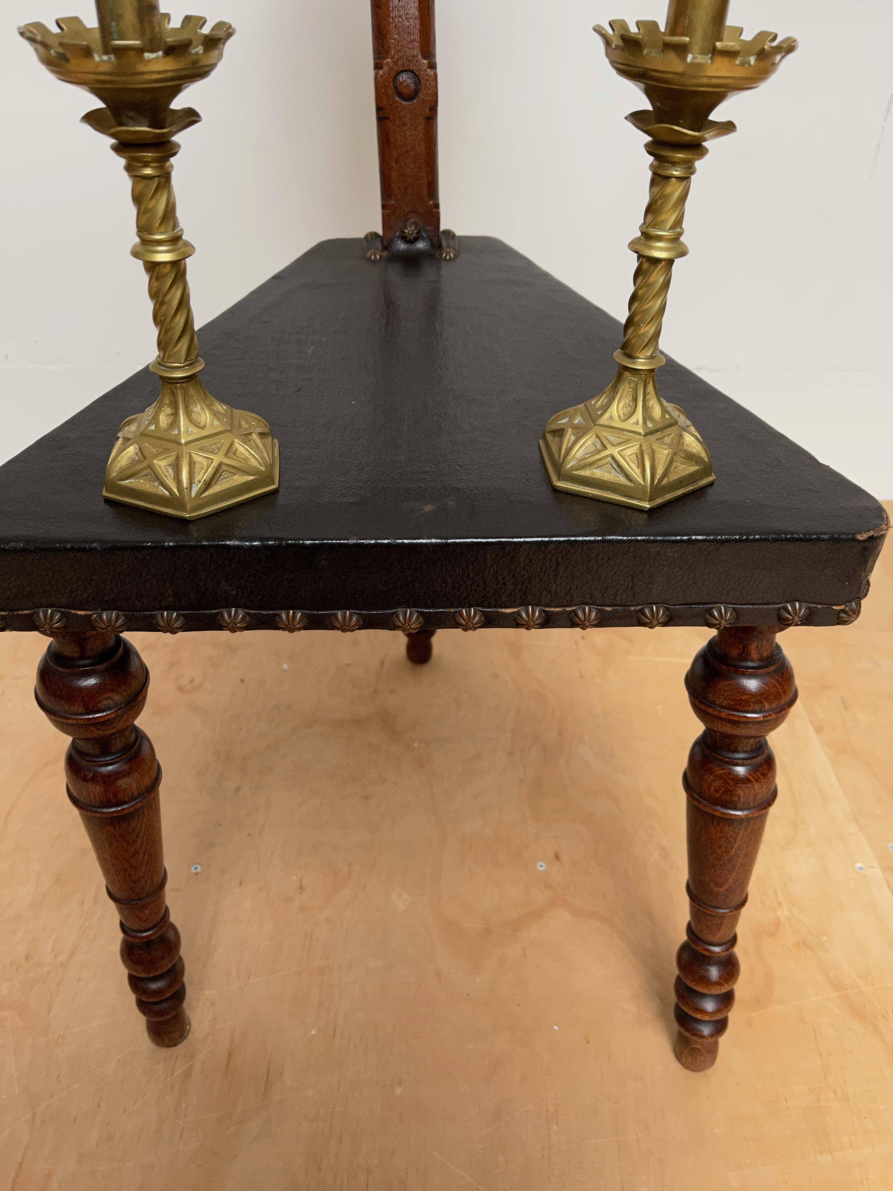 Antique Pair Gothic Revival of Handcrafted Gilt Bronze Candlesticks Holders For Sale 7