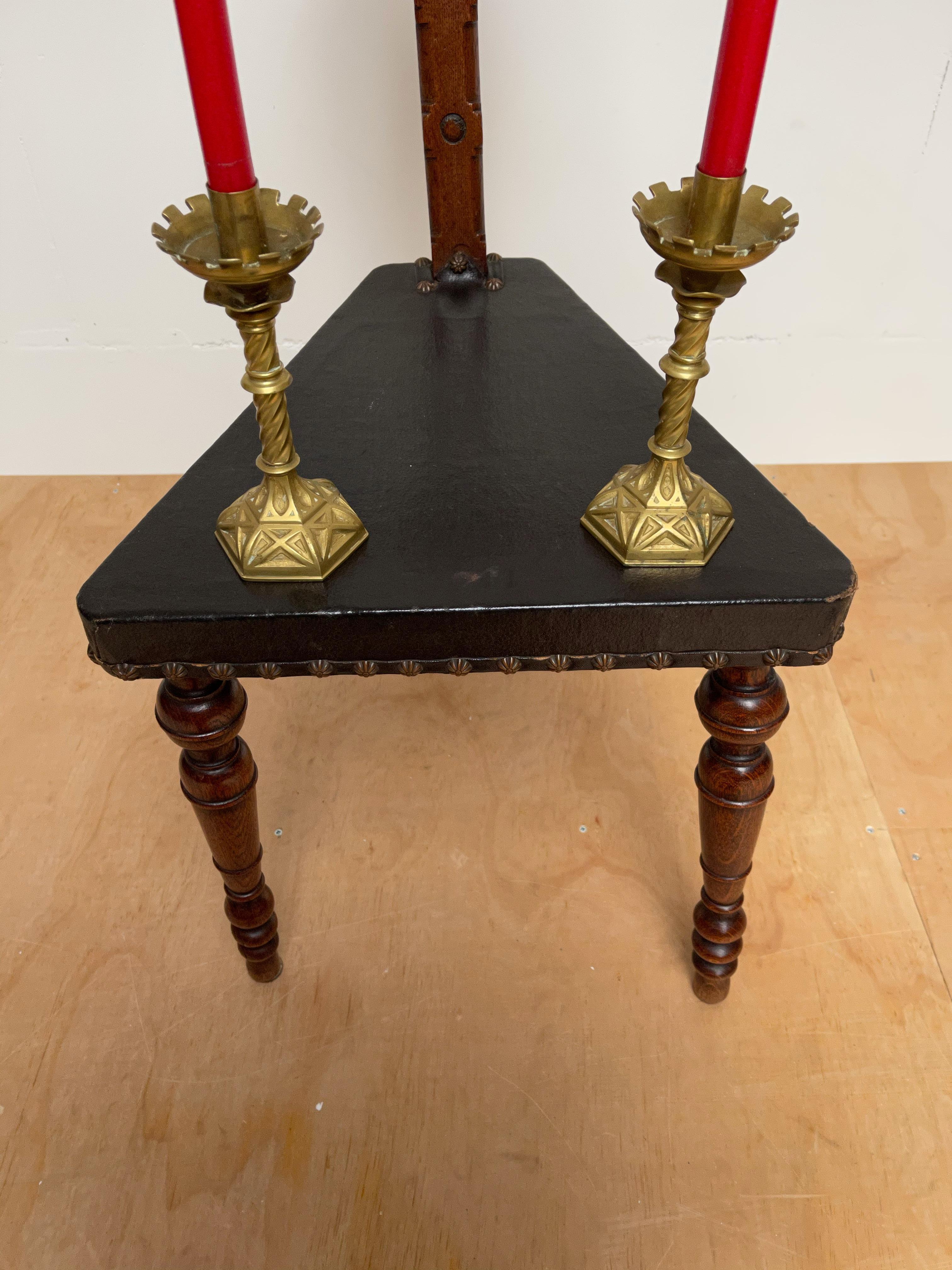Antique Pair Gothic Revival of Handcrafted Gilt Bronze Candlesticks Holders For Sale 9