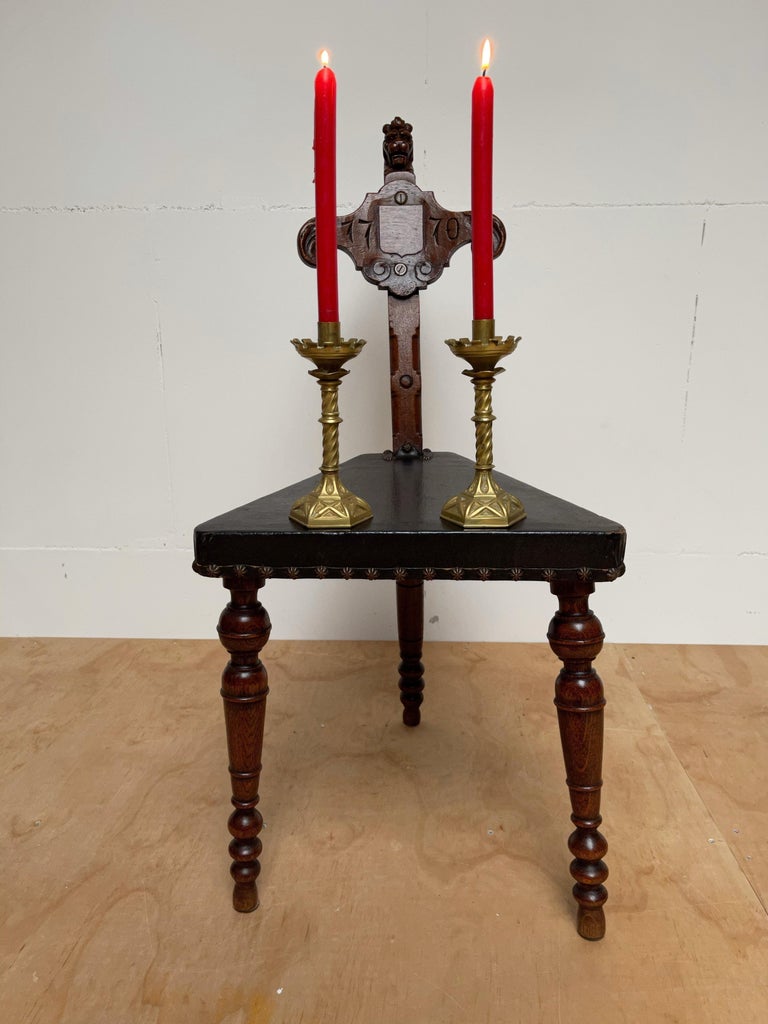 Antique Pair Gothic Revival of Handcrafted Gilt Bronze Candlesticks Holders  For Sale at 1stDibs