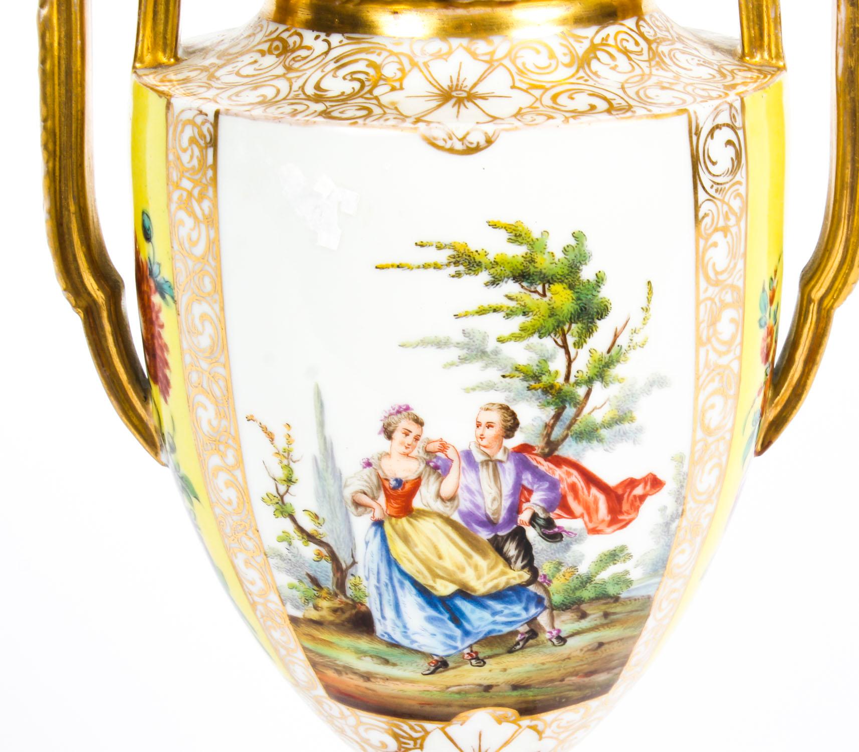 Antique Pair of Helena Wolfsohn Dresden Porcelain Vases 19th Century 6