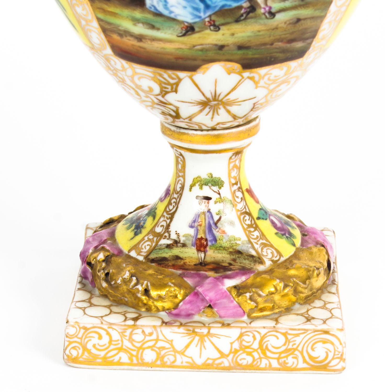 Antique Pair of Helena Wolfsohn Dresden Porcelain Vases 19th Century 7