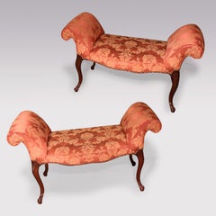 Antique pair of Hepplewhite period mahogany window seats