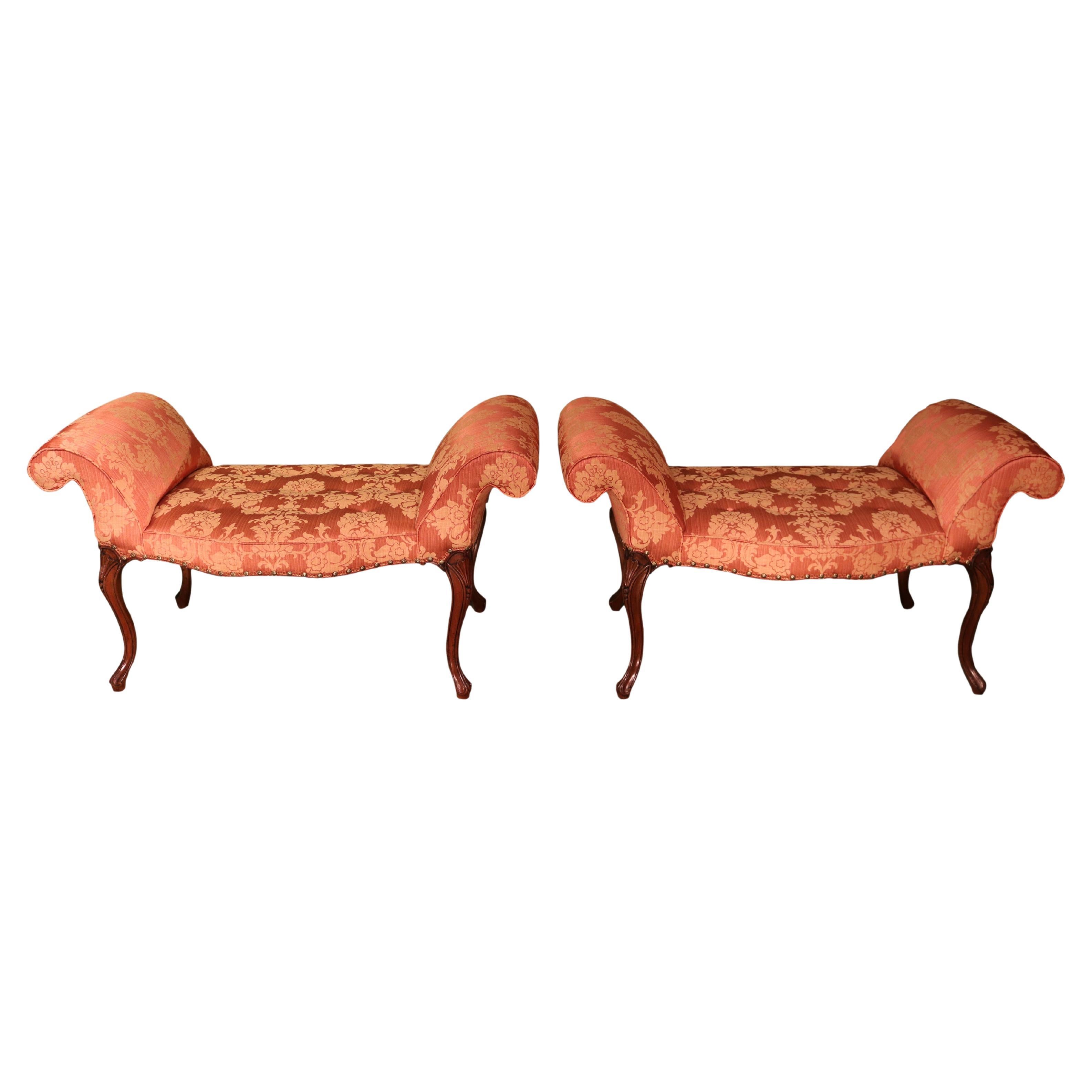 Antique pair of Hepplewhite period mahogany window seats For Sale