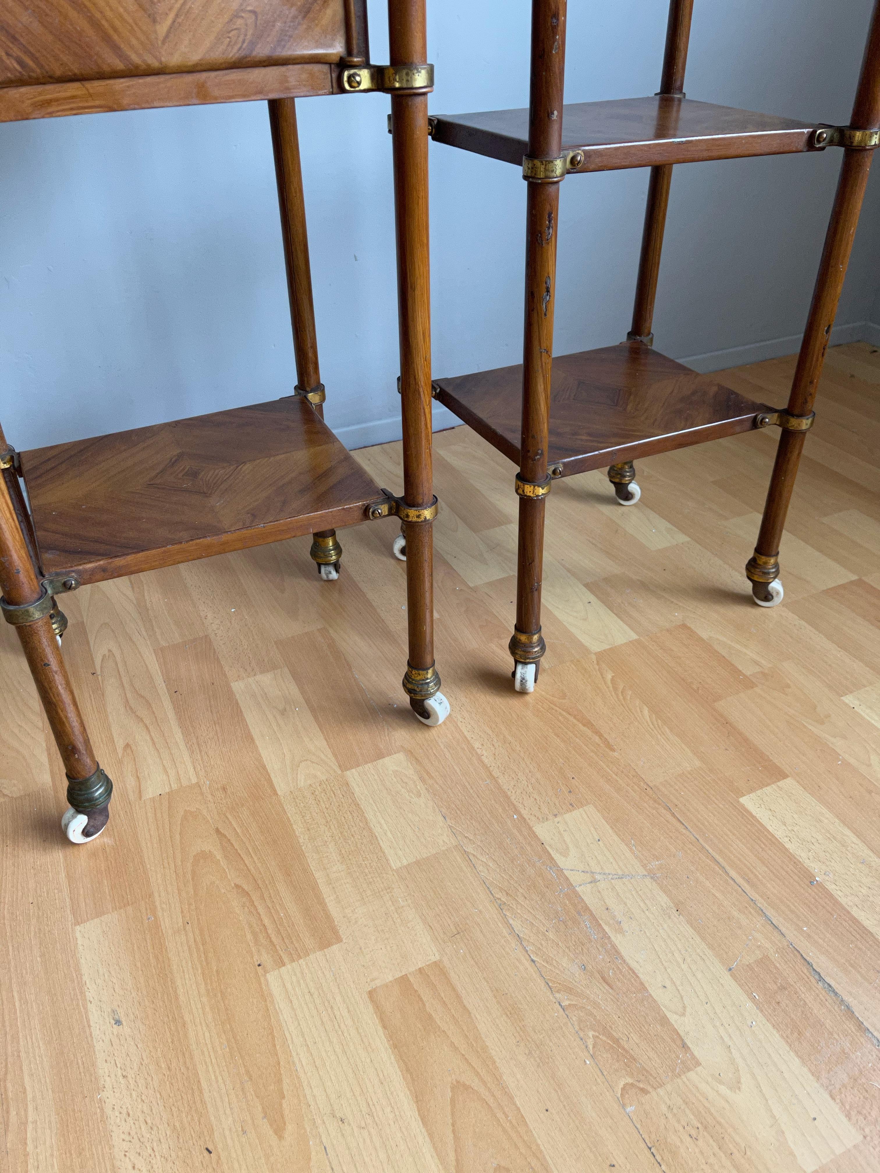 Antique Pair of Industrial Hand Painted Faux Wood Metal Nightstands / Cabinets 4