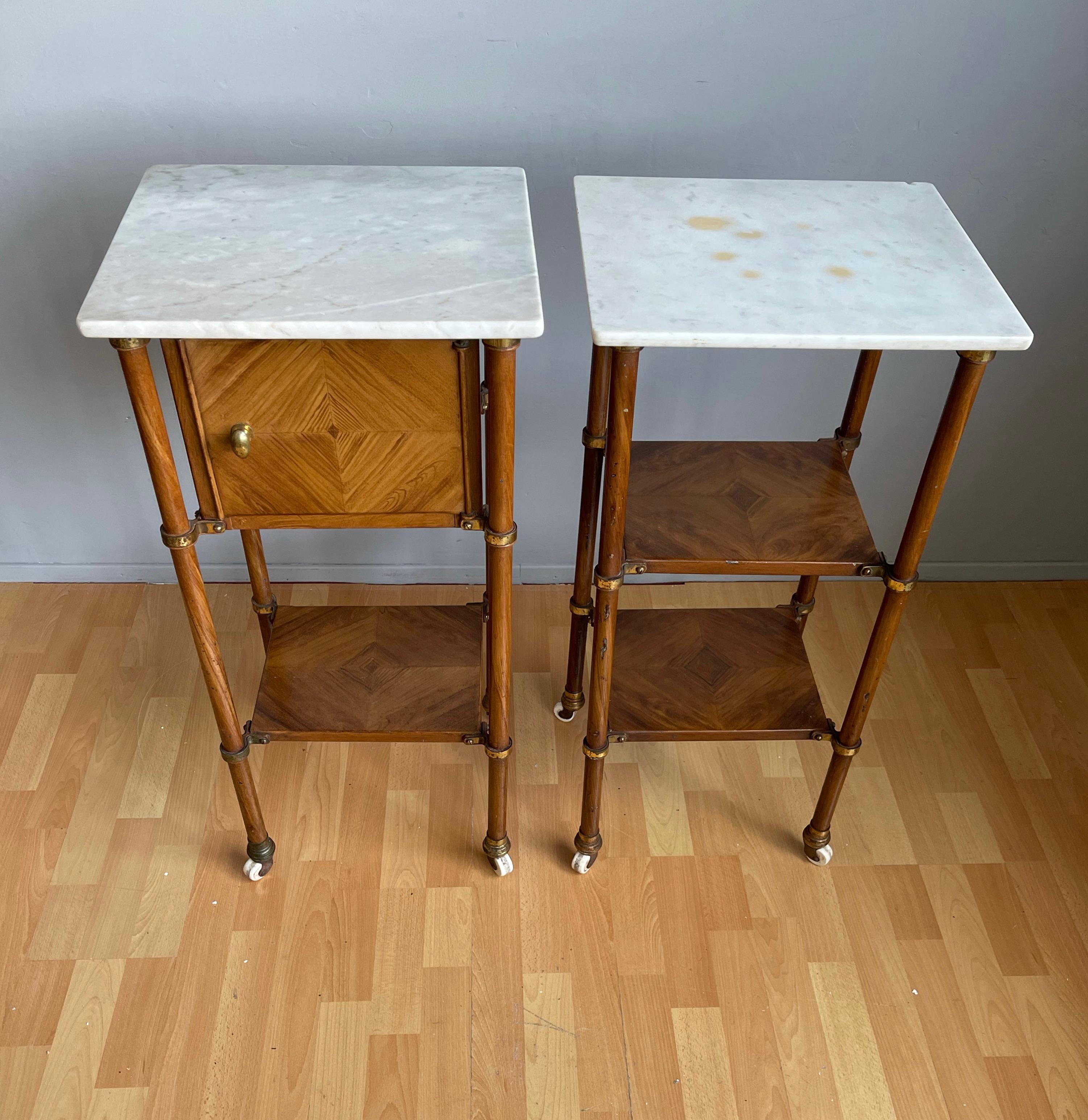 Antique Pair of Industrial Hand Painted Faux Wood Metal Nightstands / Cabinets 6