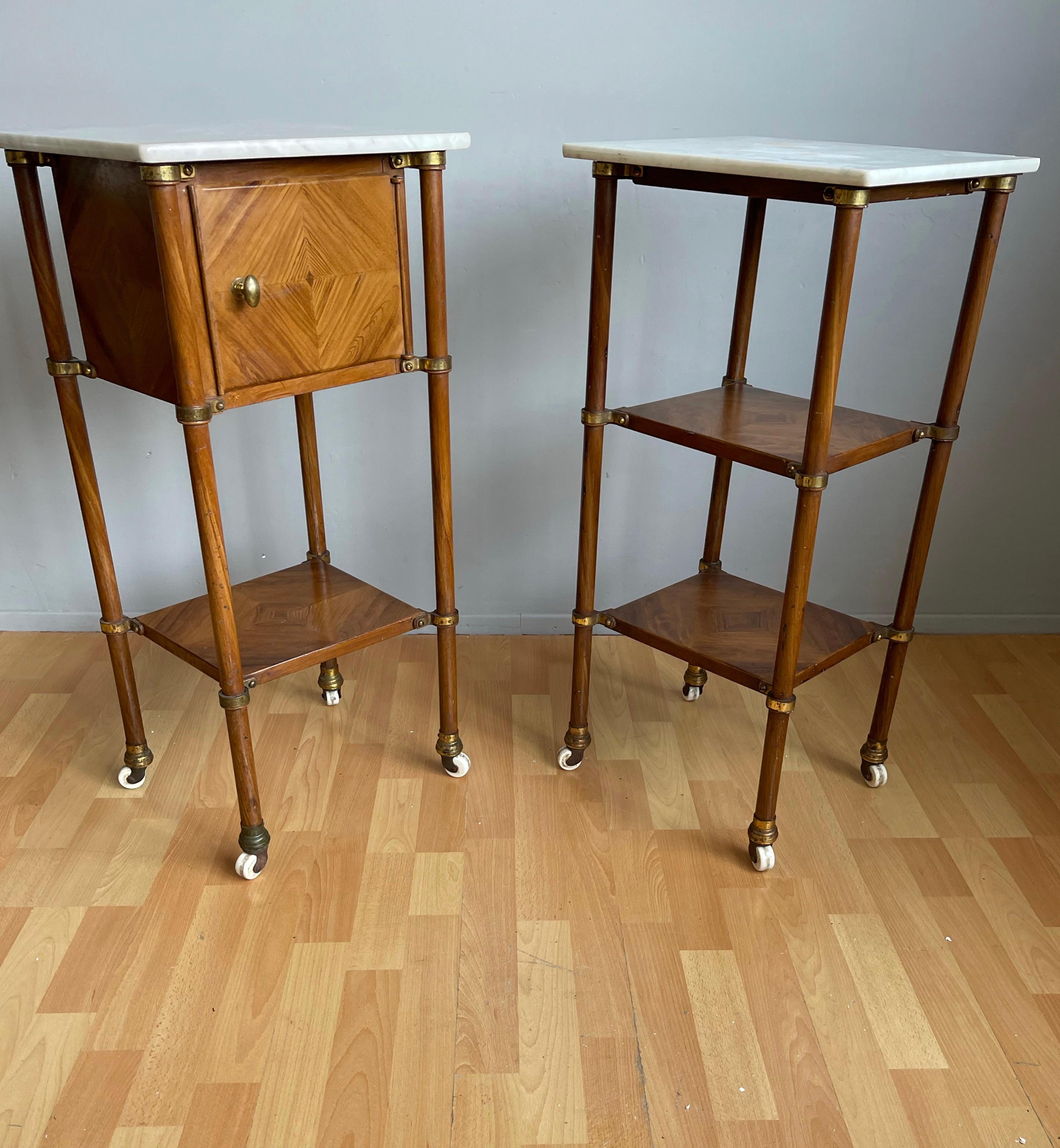 Antique Pair of Industrial Hand Painted Faux Wood Metal Nightstands / Cabinets In Good Condition In Lisse, NL