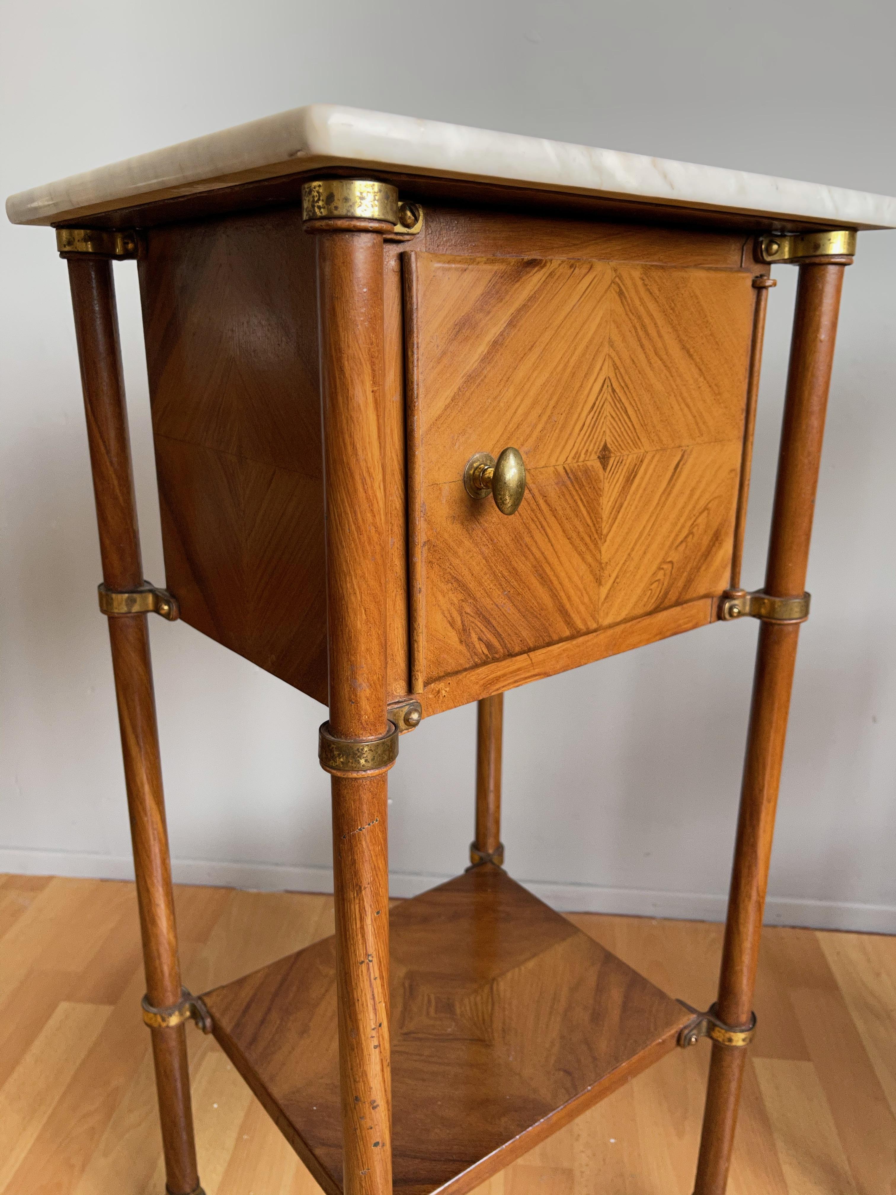 Antique Pair of Industrial Hand Painted Faux Wood Metal Nightstands / Cabinets 1