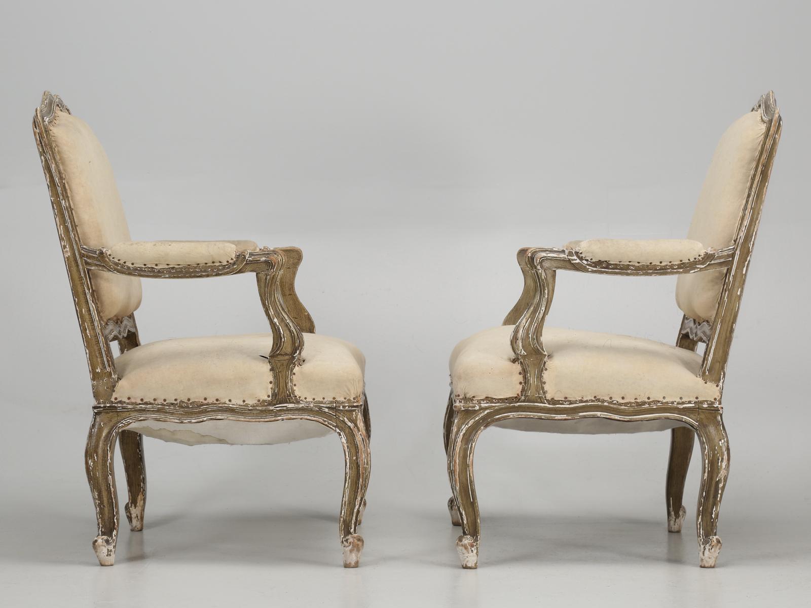 Antique Pair of Italian Armchairs in Original Paint 8