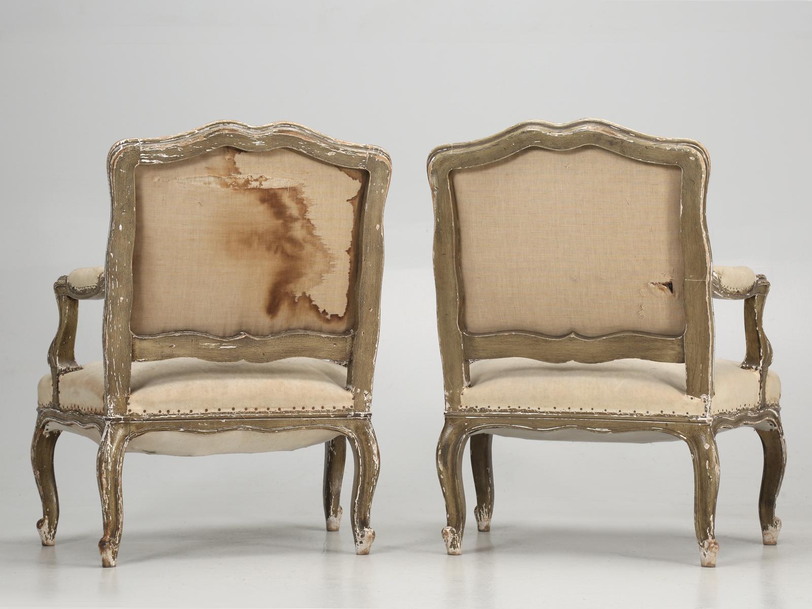 Antique Pair of Italian Armchairs in Original Paint 9